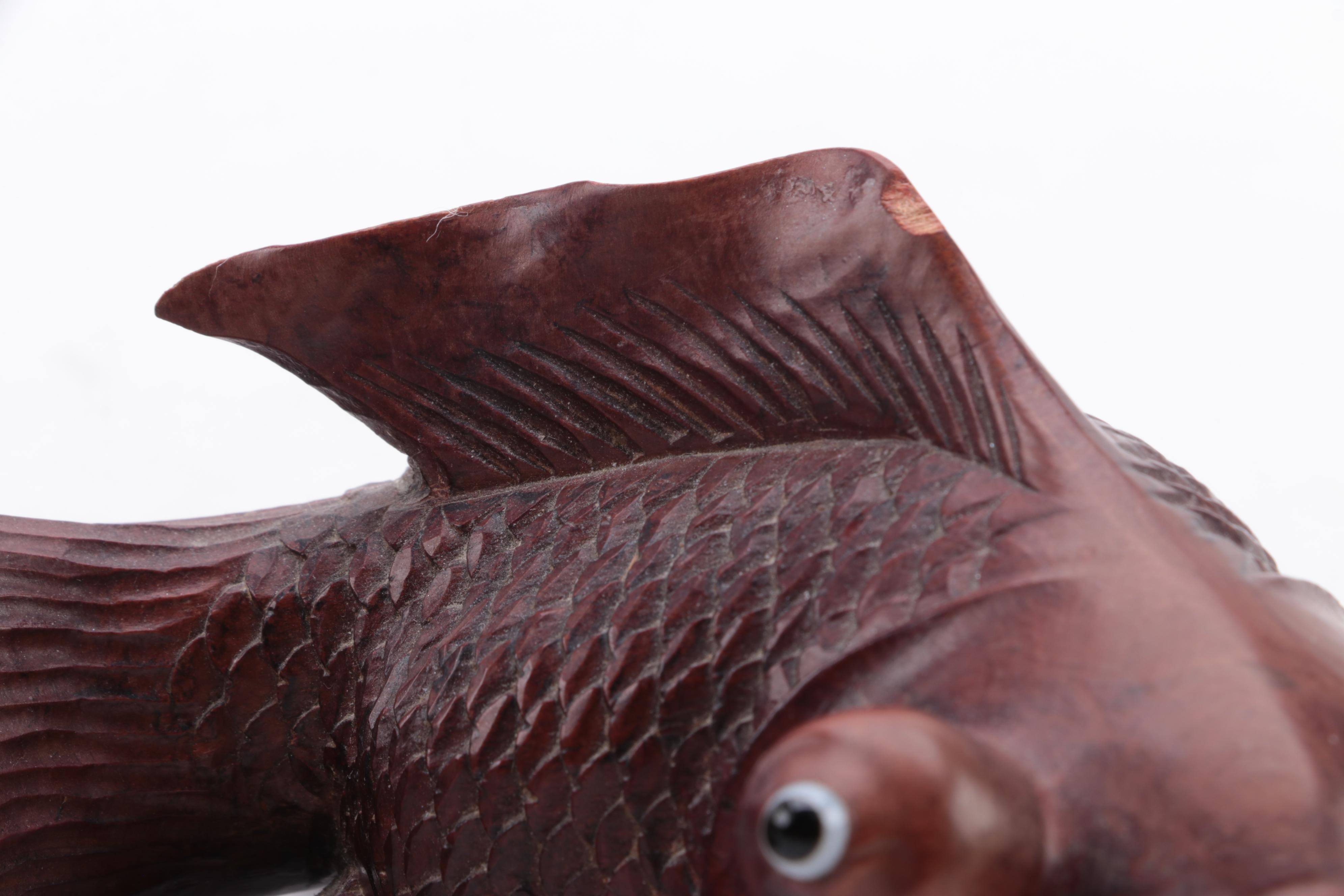 Chinese Carved Wooden Goldfish