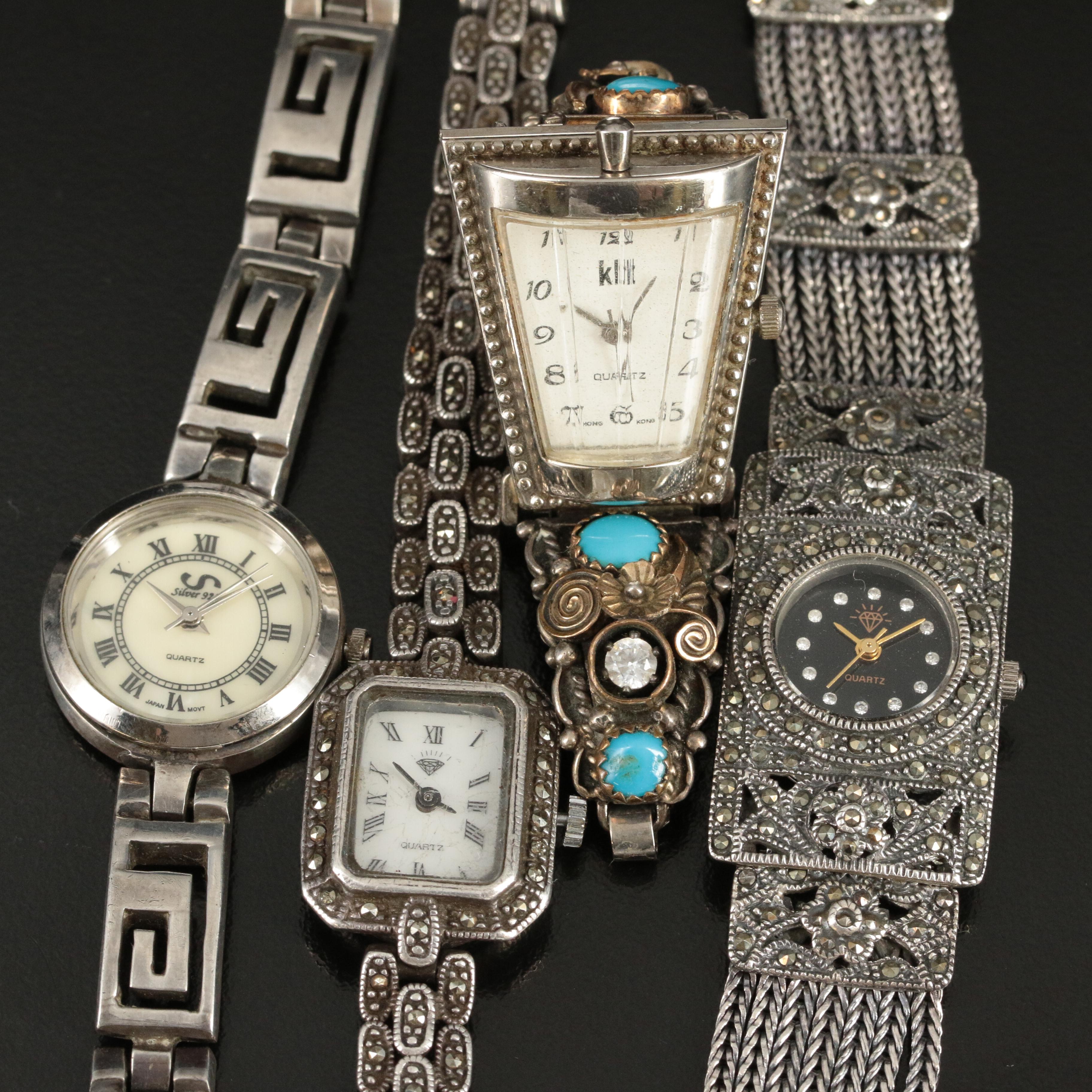 Four Sterling Silver Quartz Watches
