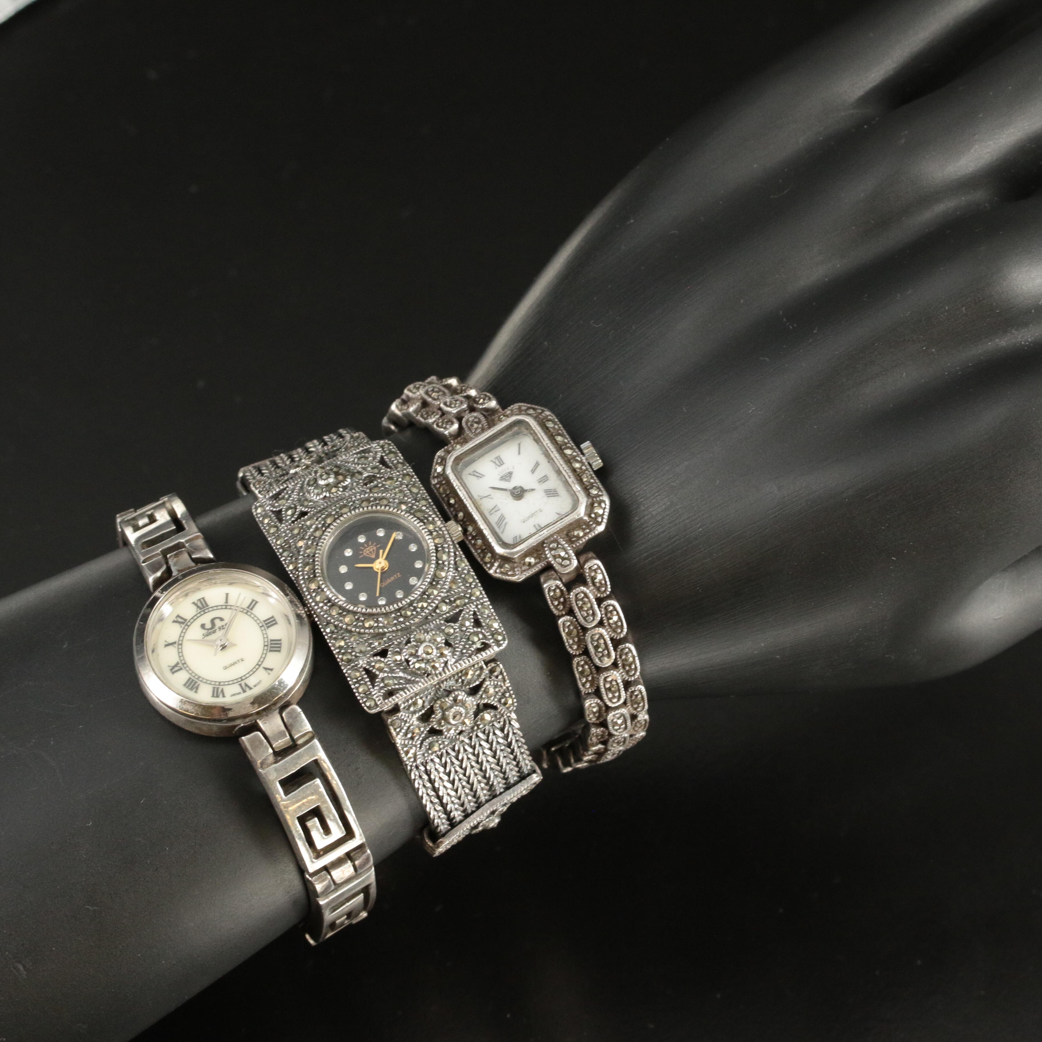 Four Sterling Silver Quartz Watches