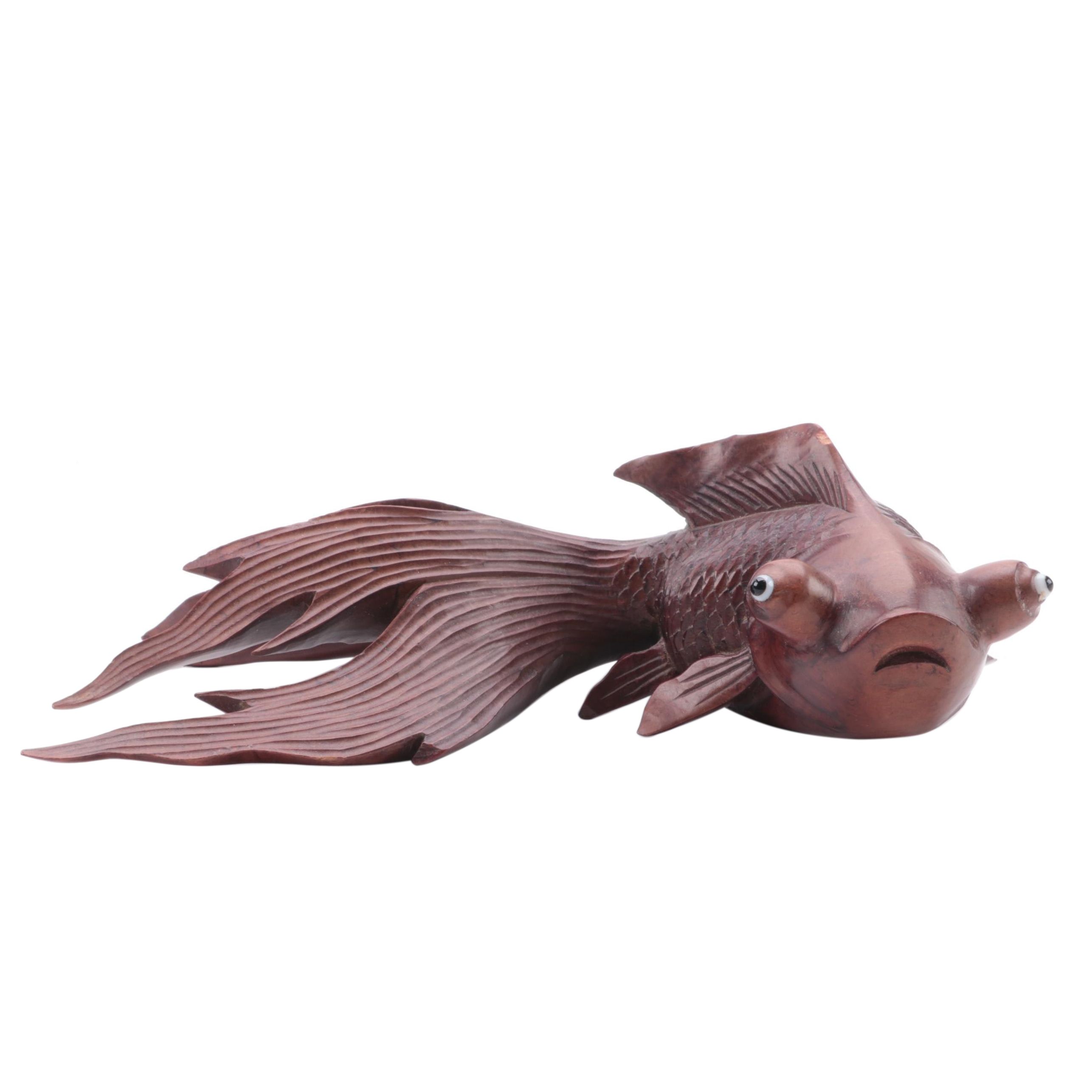 Chinese Carved Wooden Goldfish