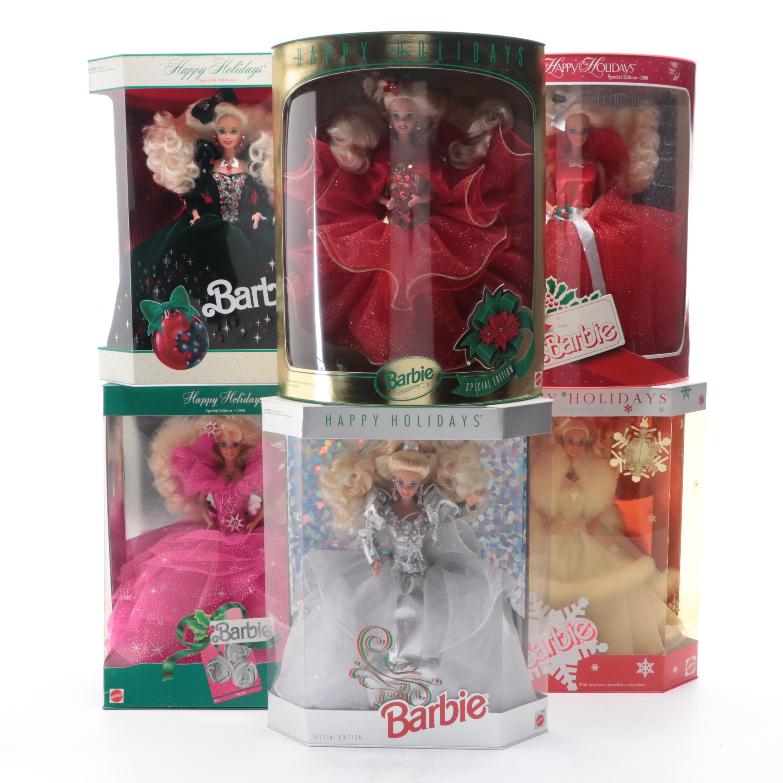 Mattel Special Edition "Happy Holidays" Barbie Dolls, 1988-1993