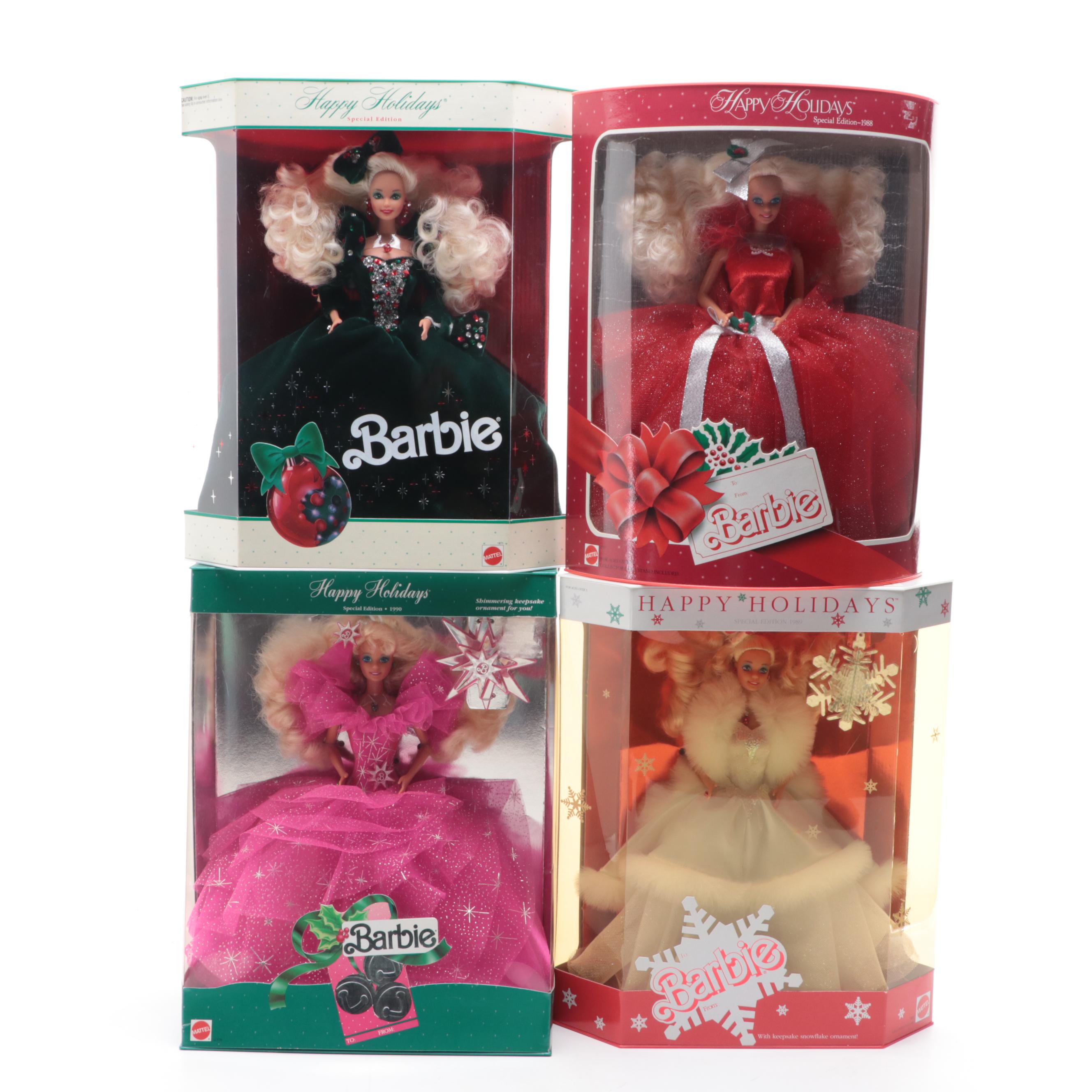 Mattel Special Edition "Happy Holidays" Barbie Dolls, 1988-1993