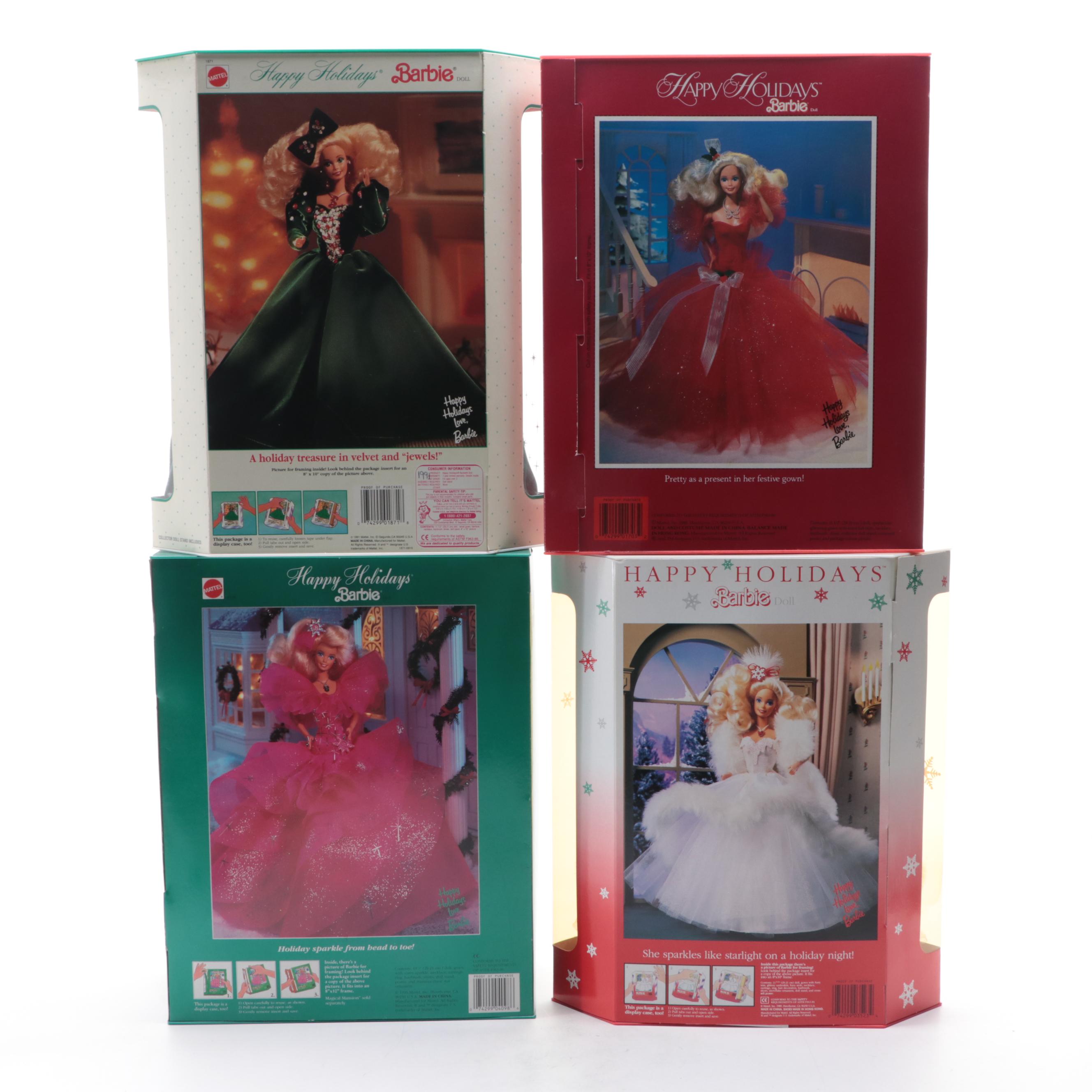 Mattel Special Edition "Happy Holidays" Barbie Dolls, 1988-1993