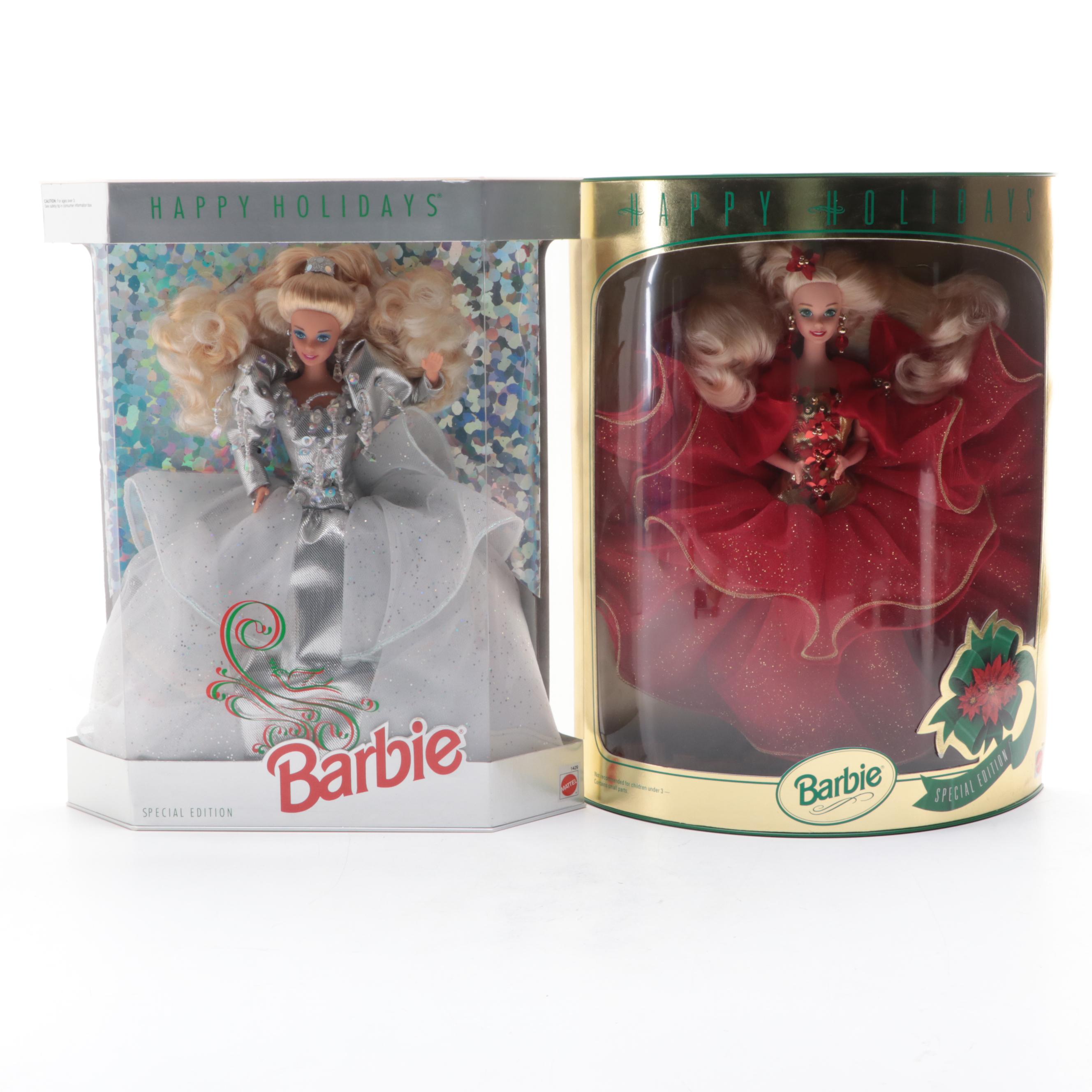 Mattel Special Edition "Happy Holidays" Barbie Dolls, 1988-1993