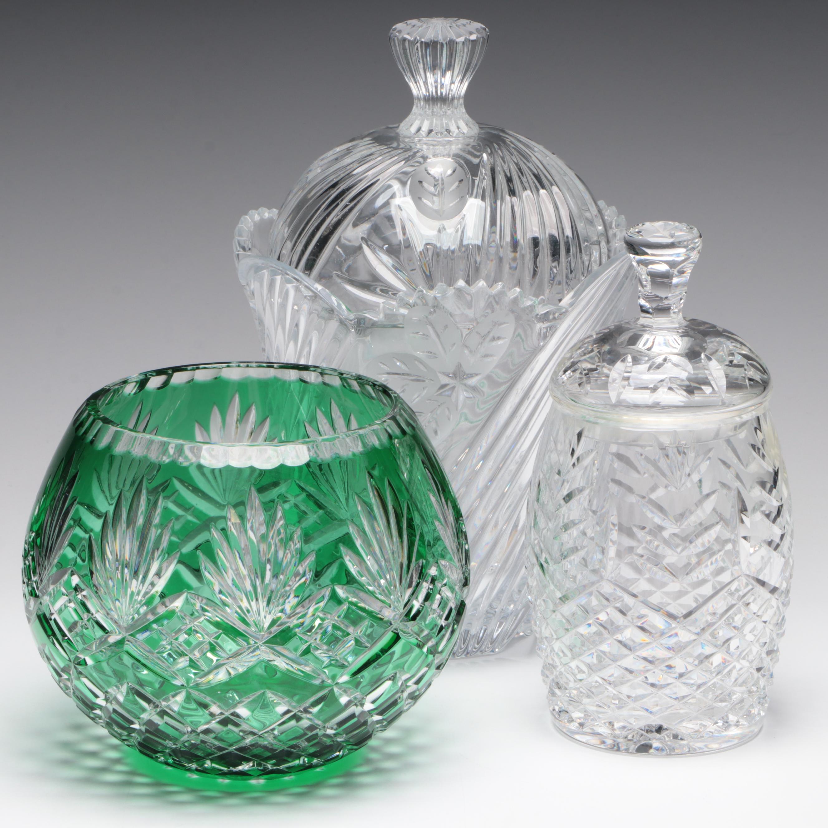 Waterford Crystal Crystal Candy Jar with Other Container and Rose Bowl