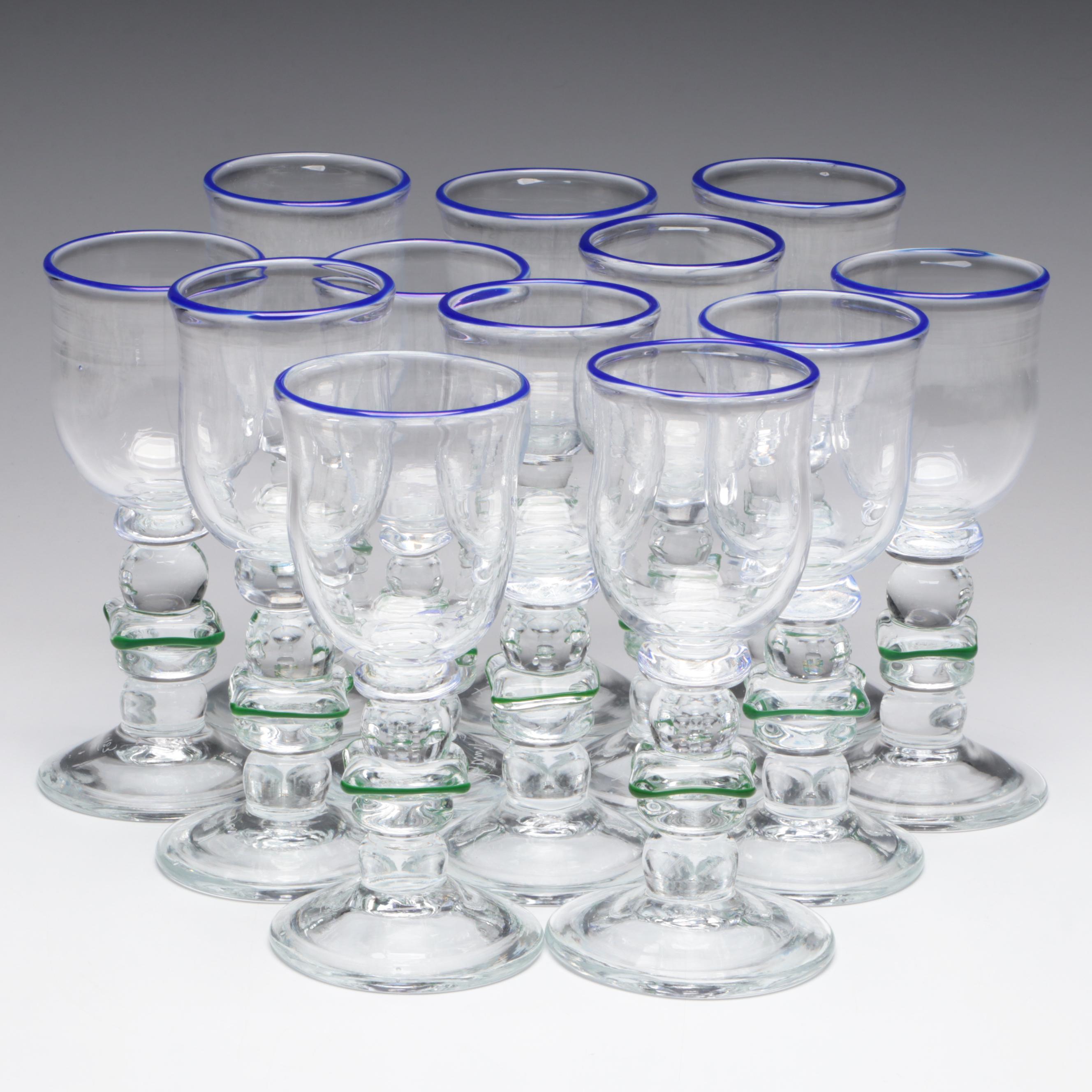 Signed Blown Glass Wine Glasses