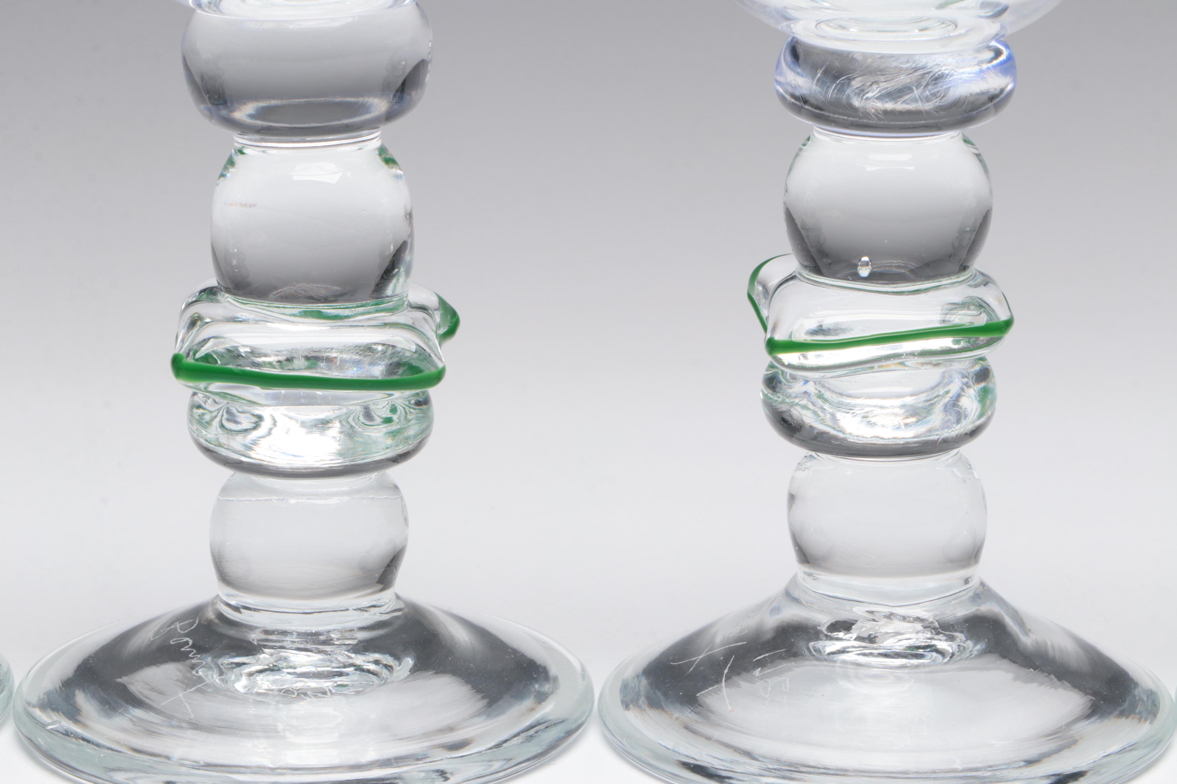 Signed Blown Glass Wine Glasses