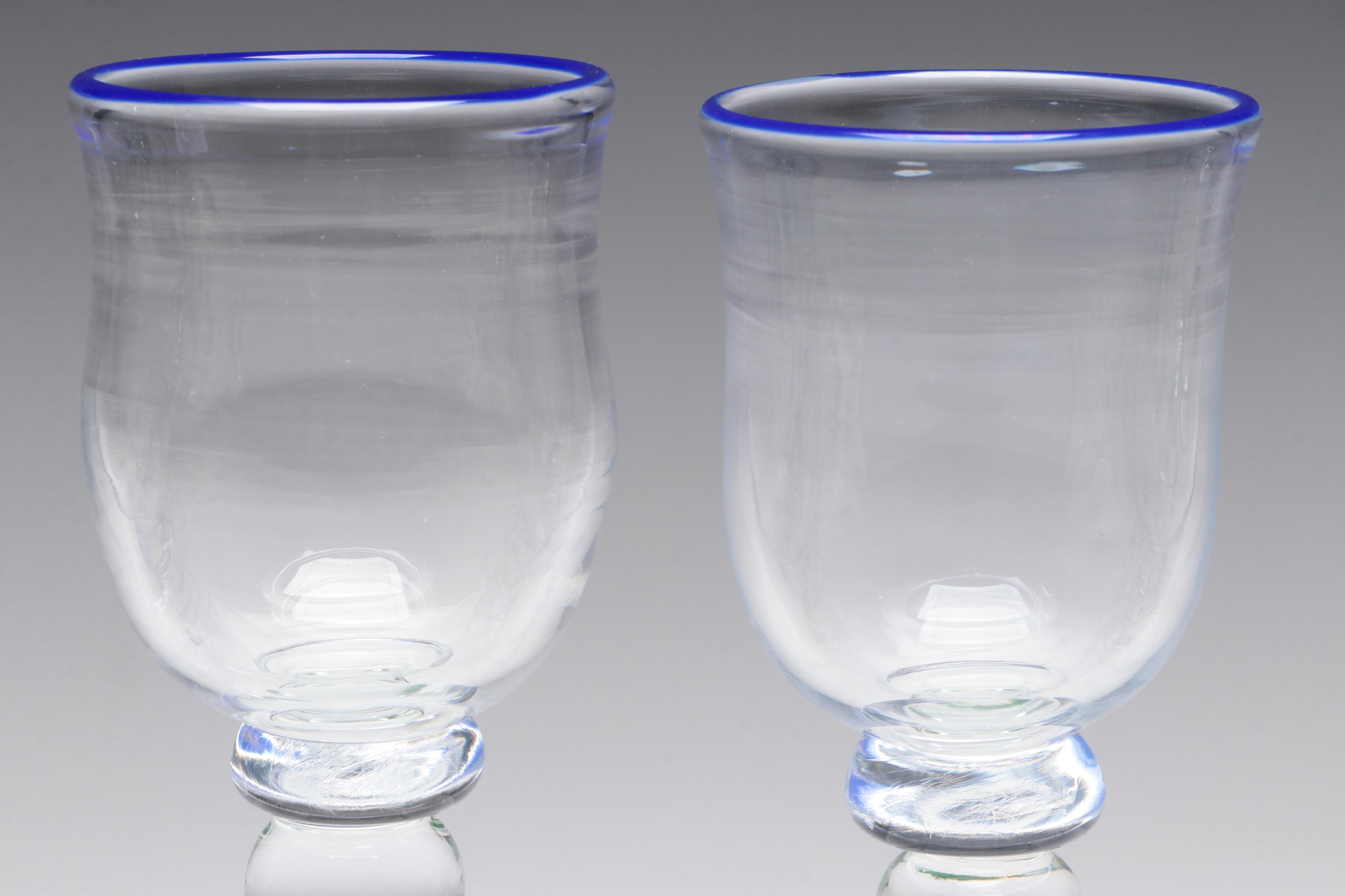 Signed Blown Glass Wine Glasses