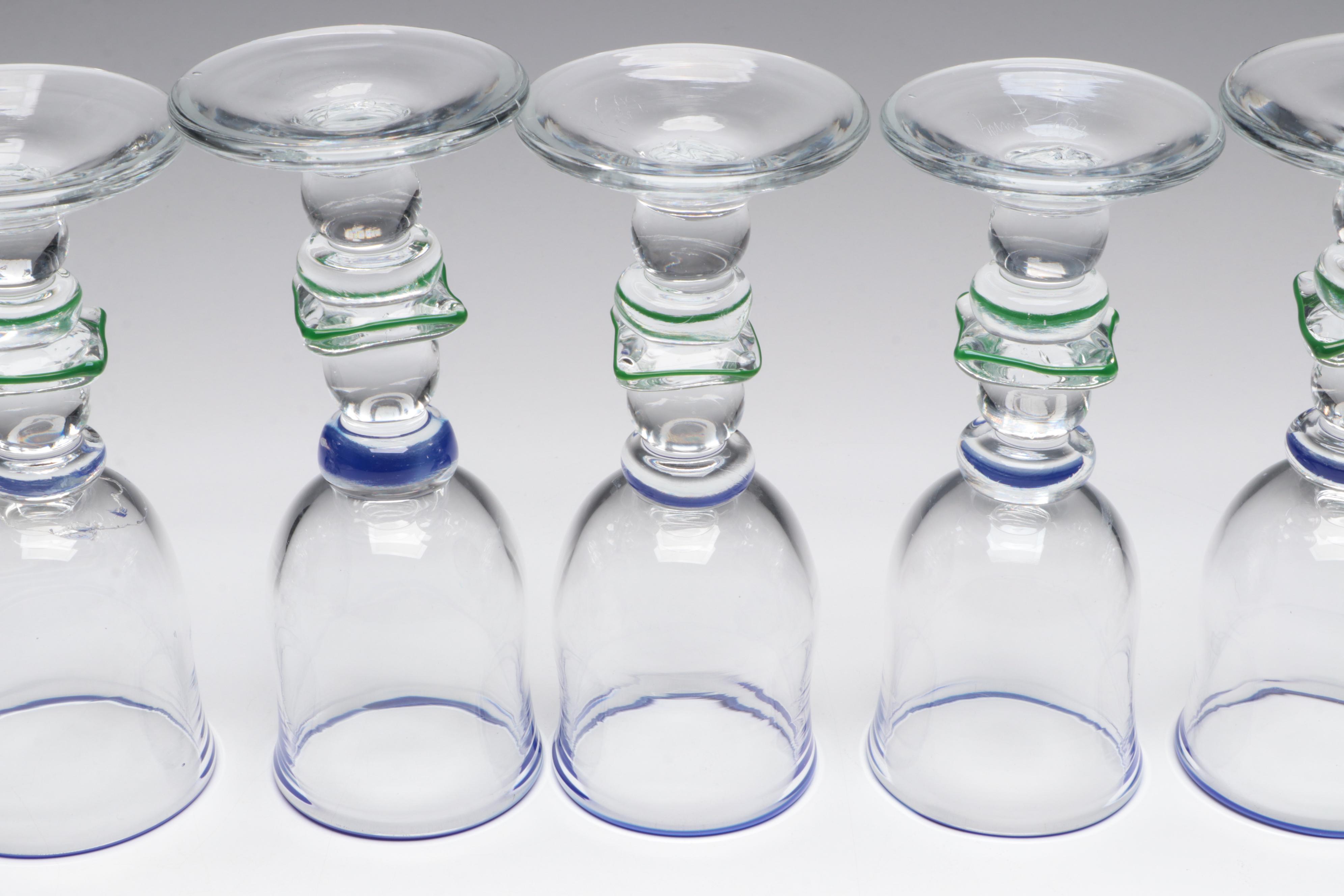 Signed Blown Glass Wine Glasses