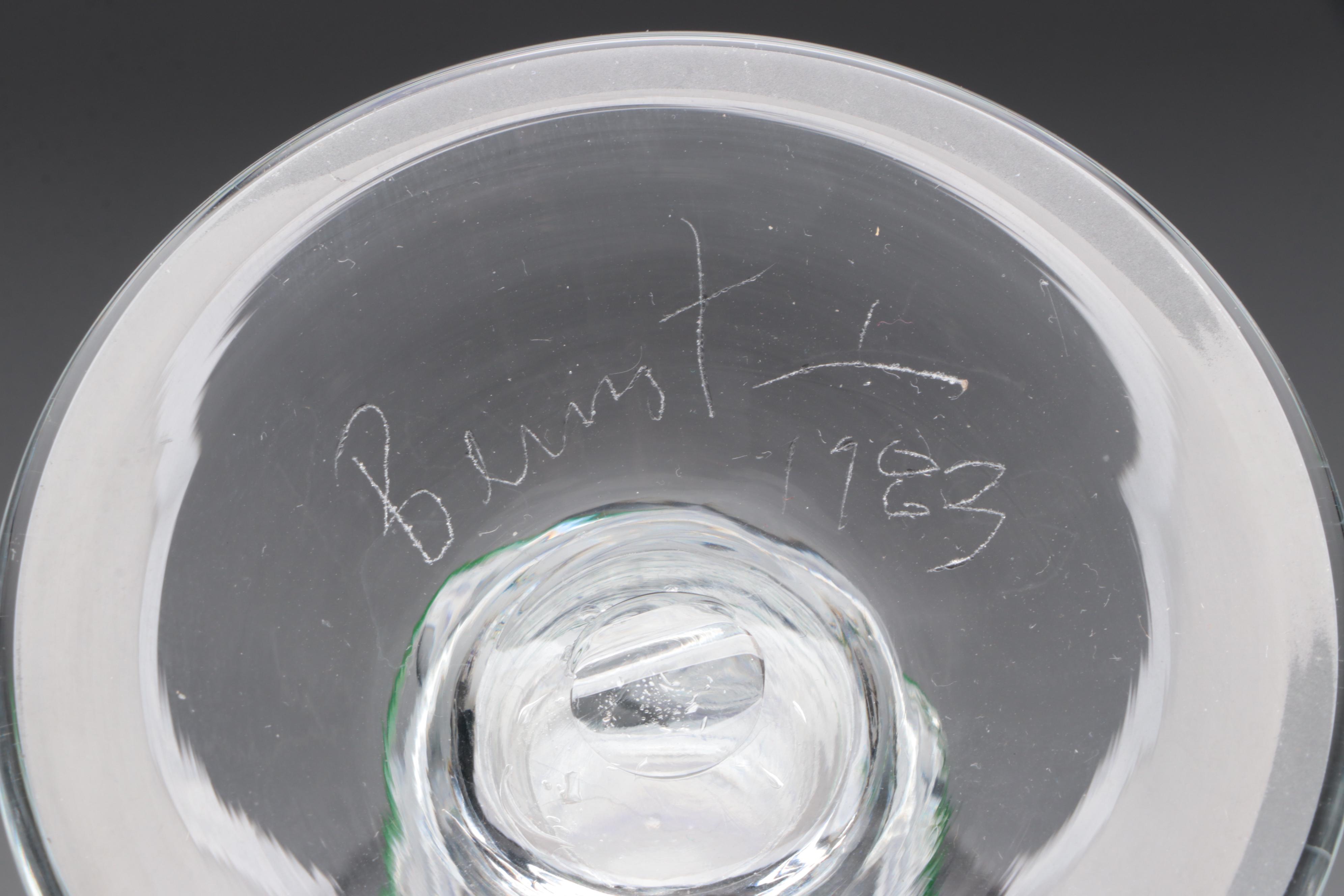 Signed Blown Glass Wine Glasses