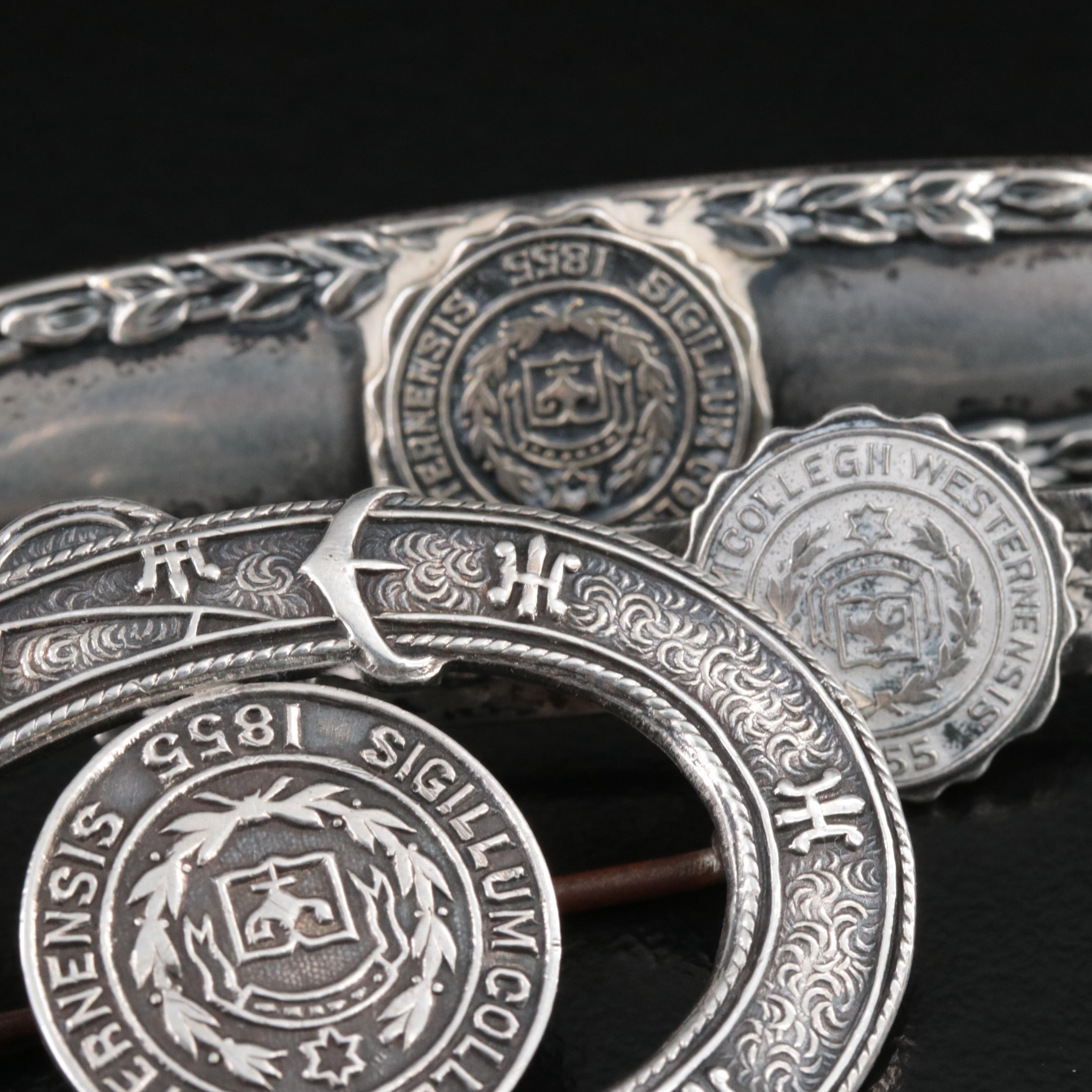 Vintage Sterling Western College for Women Brooches