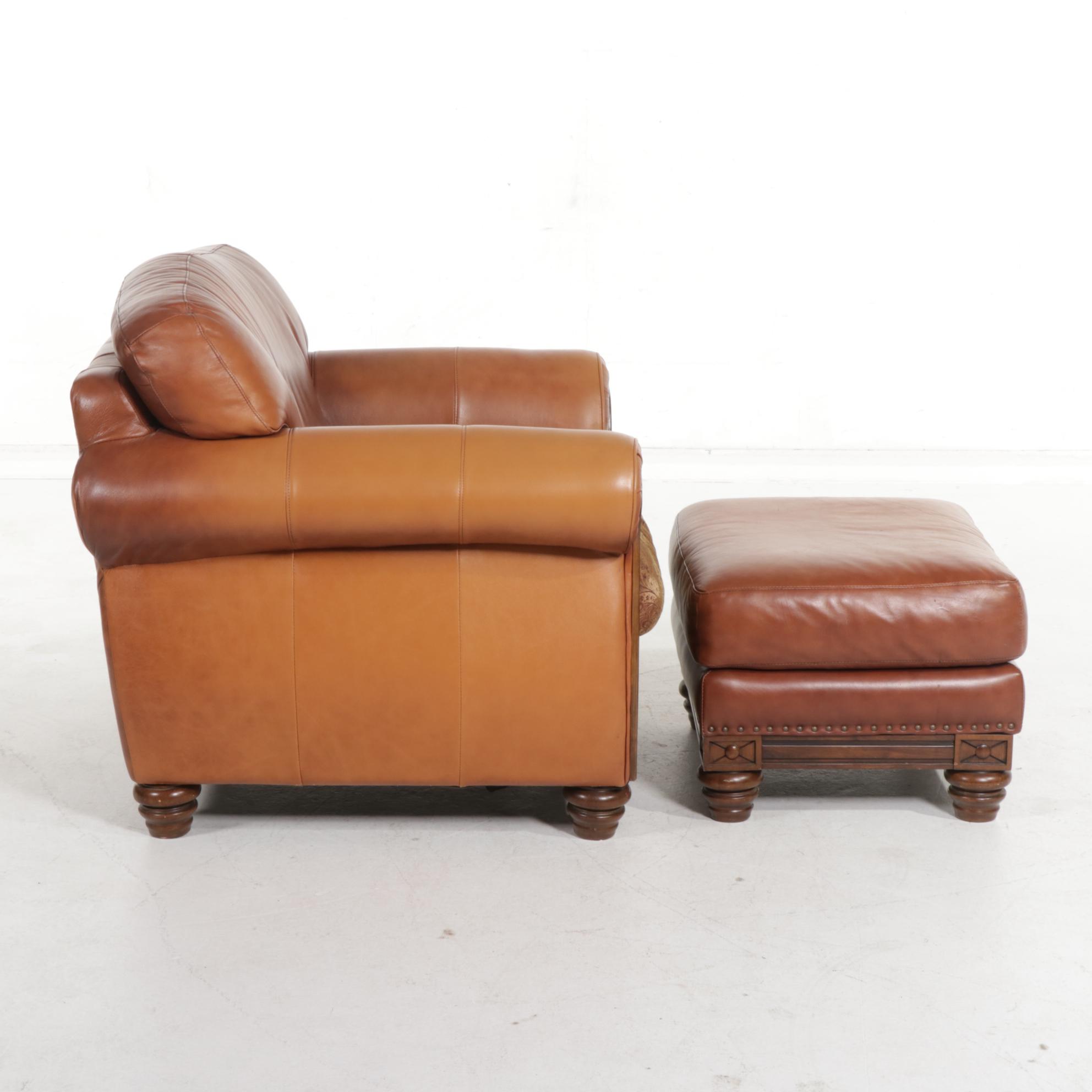 Robinson & Robinson Leather Trend Parcel-Fabric Lounge Chair and Ottoman