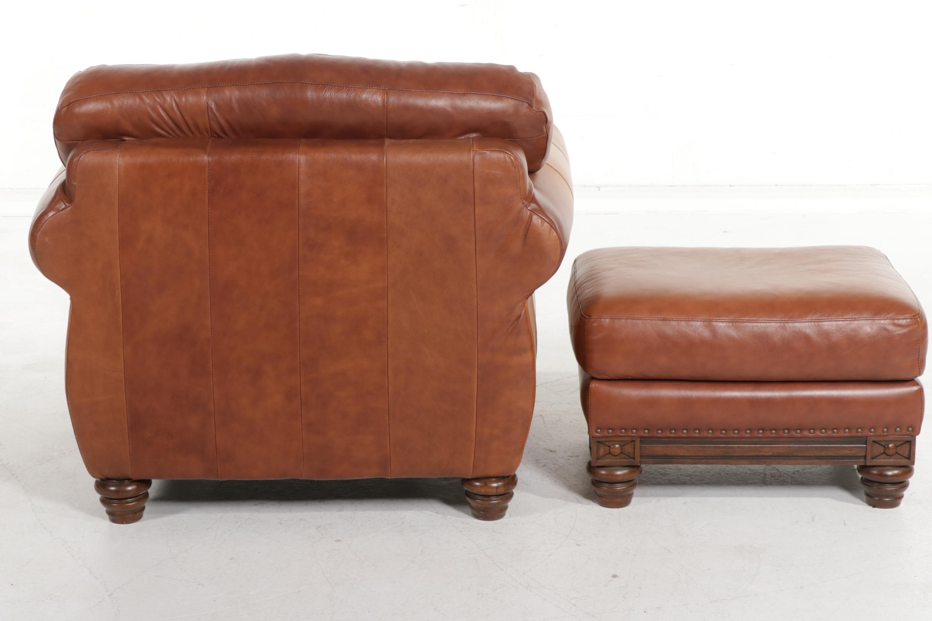 Robinson & Robinson Leather Trend Parcel-Fabric Lounge Chair and Ottoman