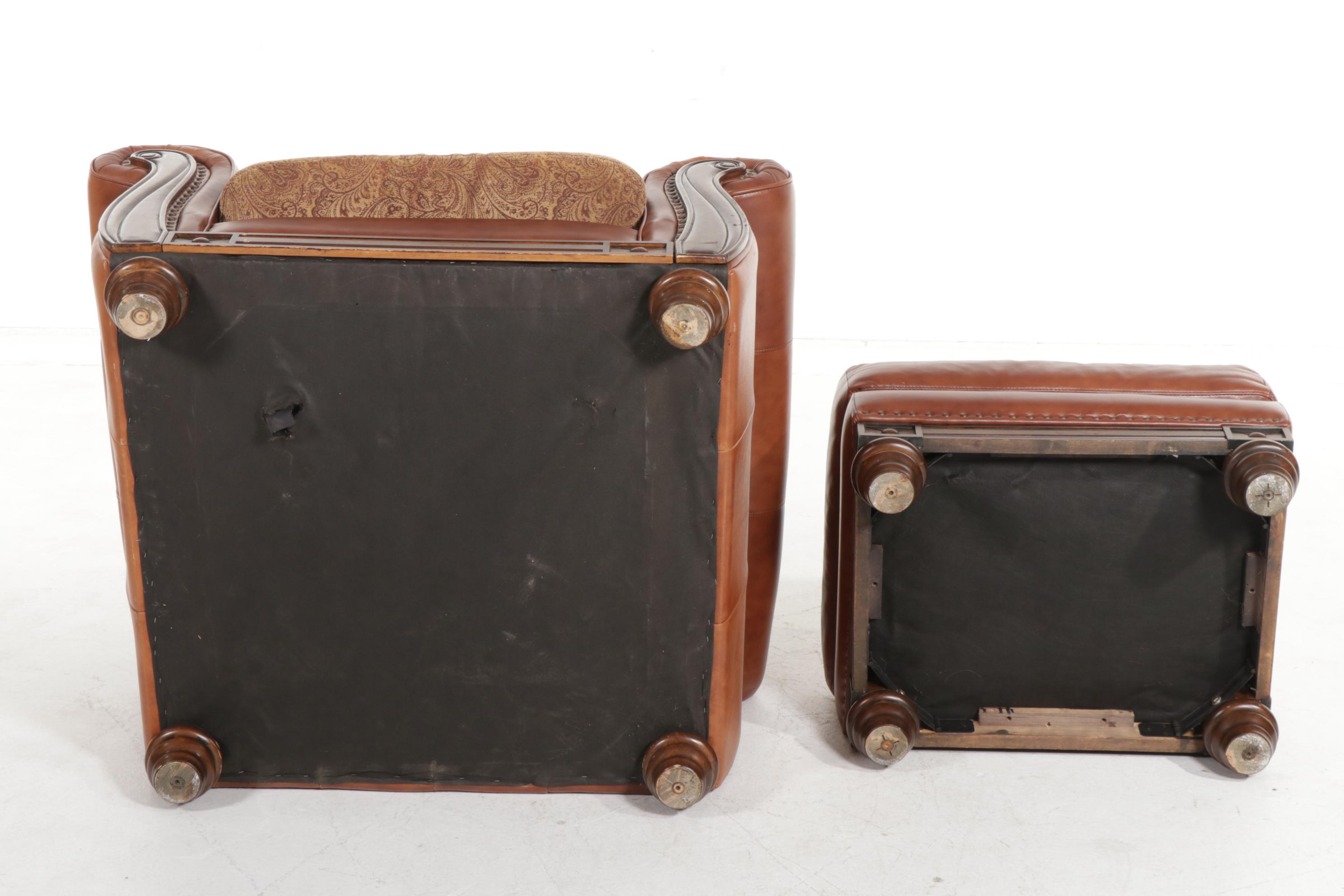 Robinson & Robinson Leather Trend Parcel-Fabric Lounge Chair and Ottoman