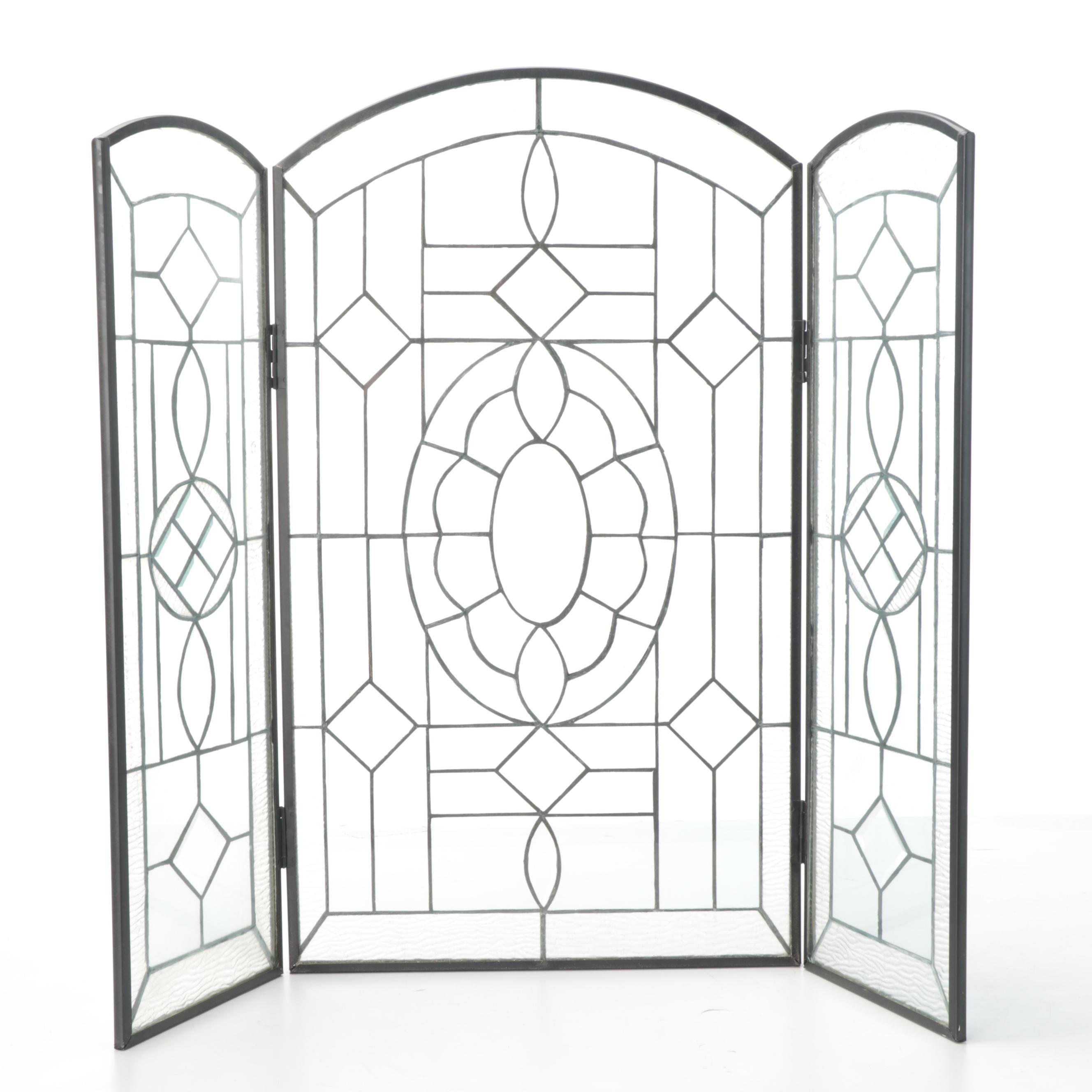 Leaded Beveled-Glass Fireplace Screen