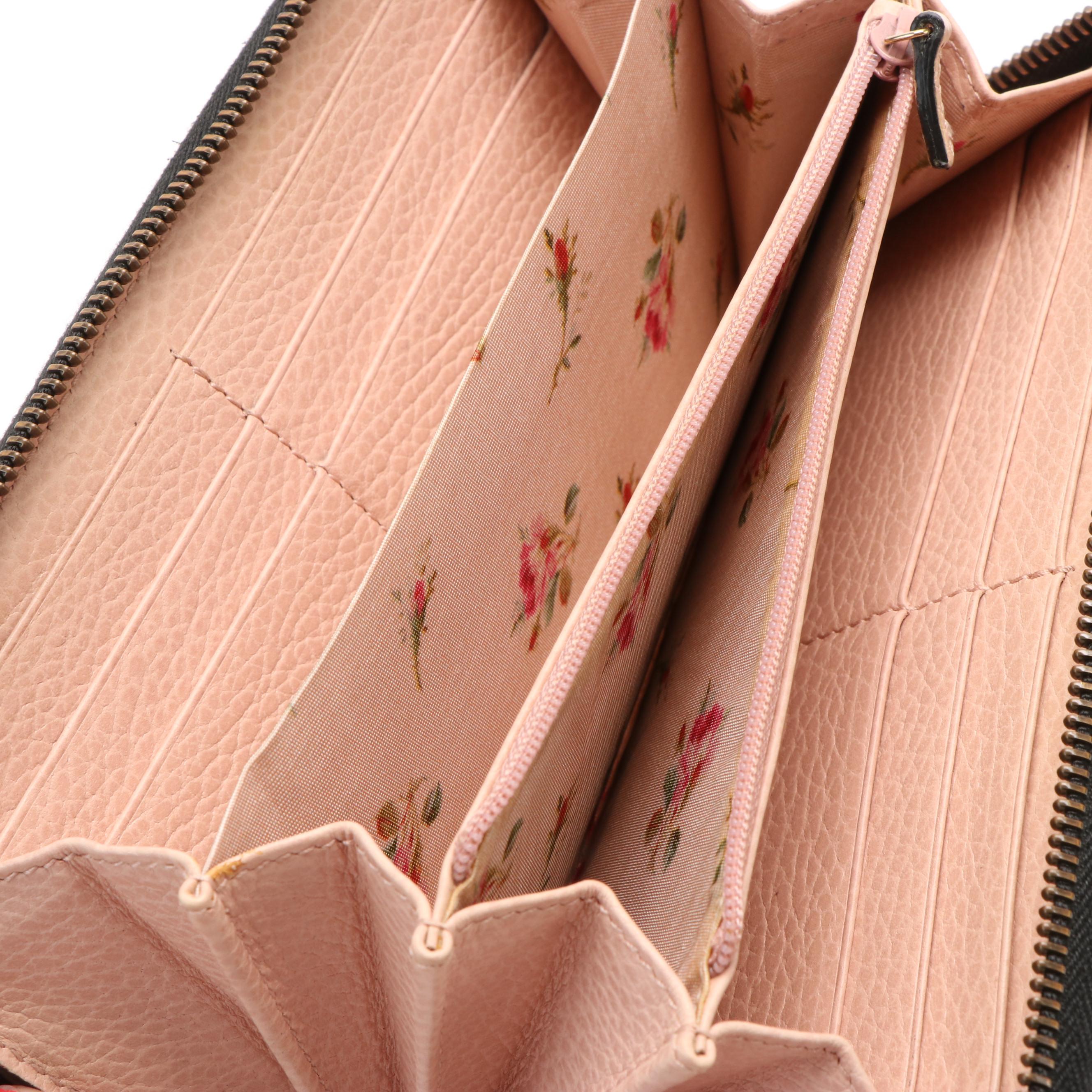 Gucci GG Marmont Zip Around Wallet with Embellished Leather and Bow