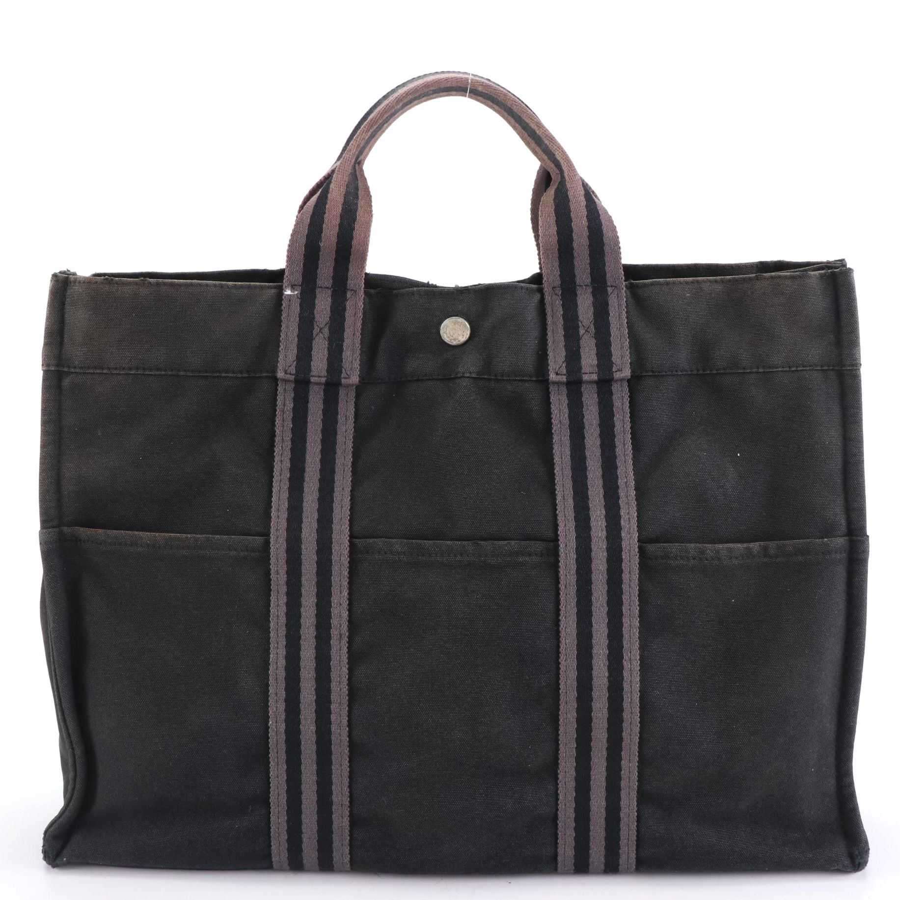 Hermès Fourre Tout MM in Black/Grey Canvas