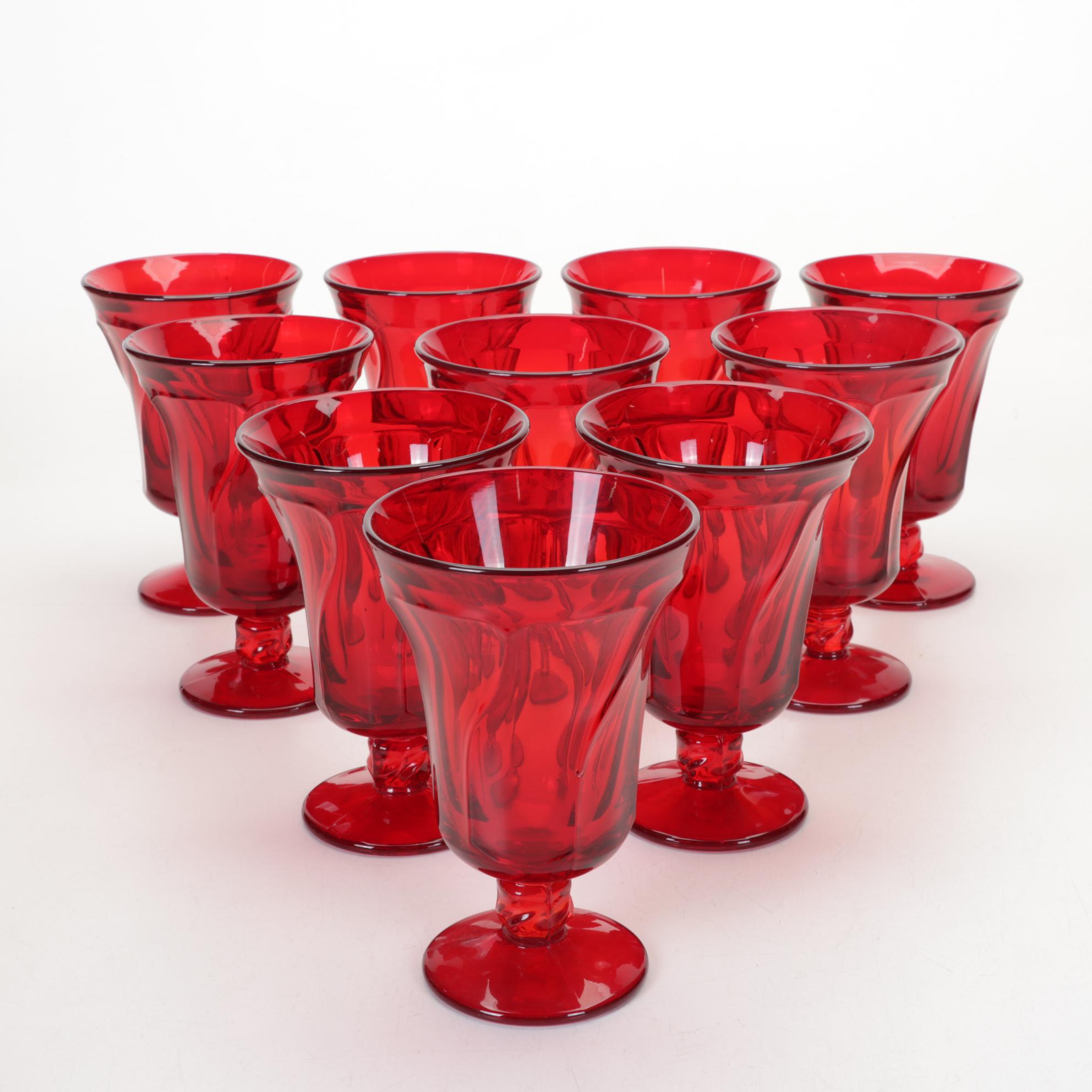 Fostoria Ruby Red "Jamestown" Stemware and Other Plates, 1964-1982