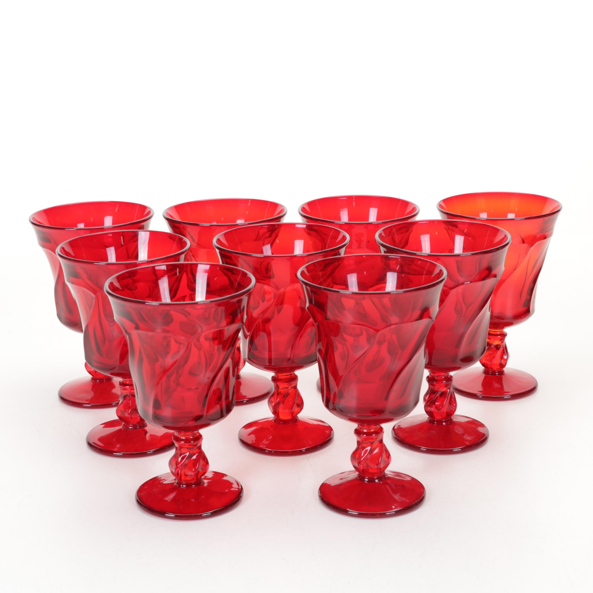 Fostoria Ruby Red "Jamestown" Stemware and Other Plates, 1964-1982