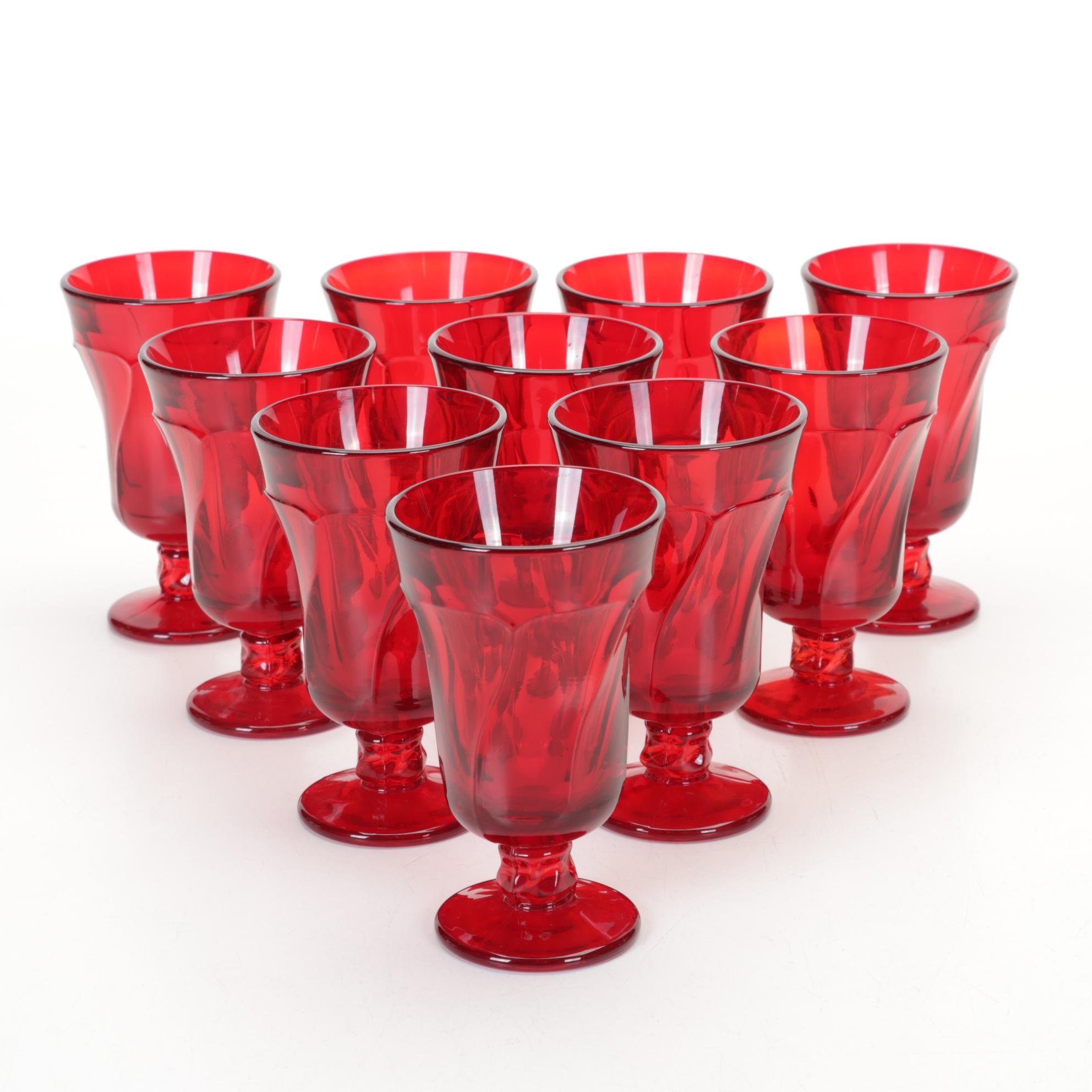 Fostoria Ruby Red "Jamestown" Stemware and Other Plates, 1964-1982