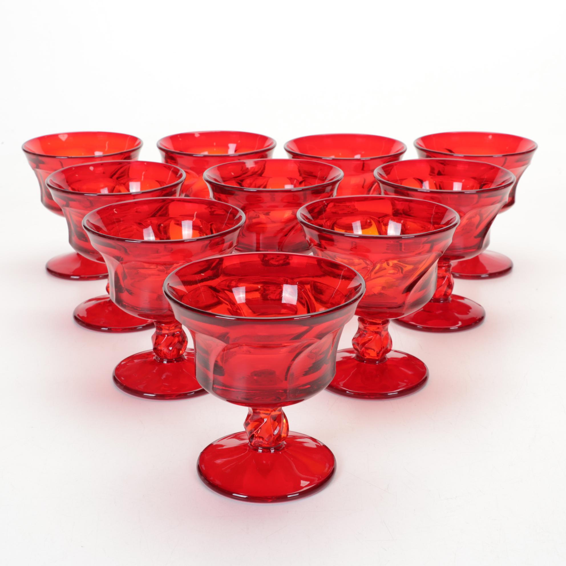 Fostoria Ruby Red "Jamestown" Stemware and Other Plates, 1964-1982