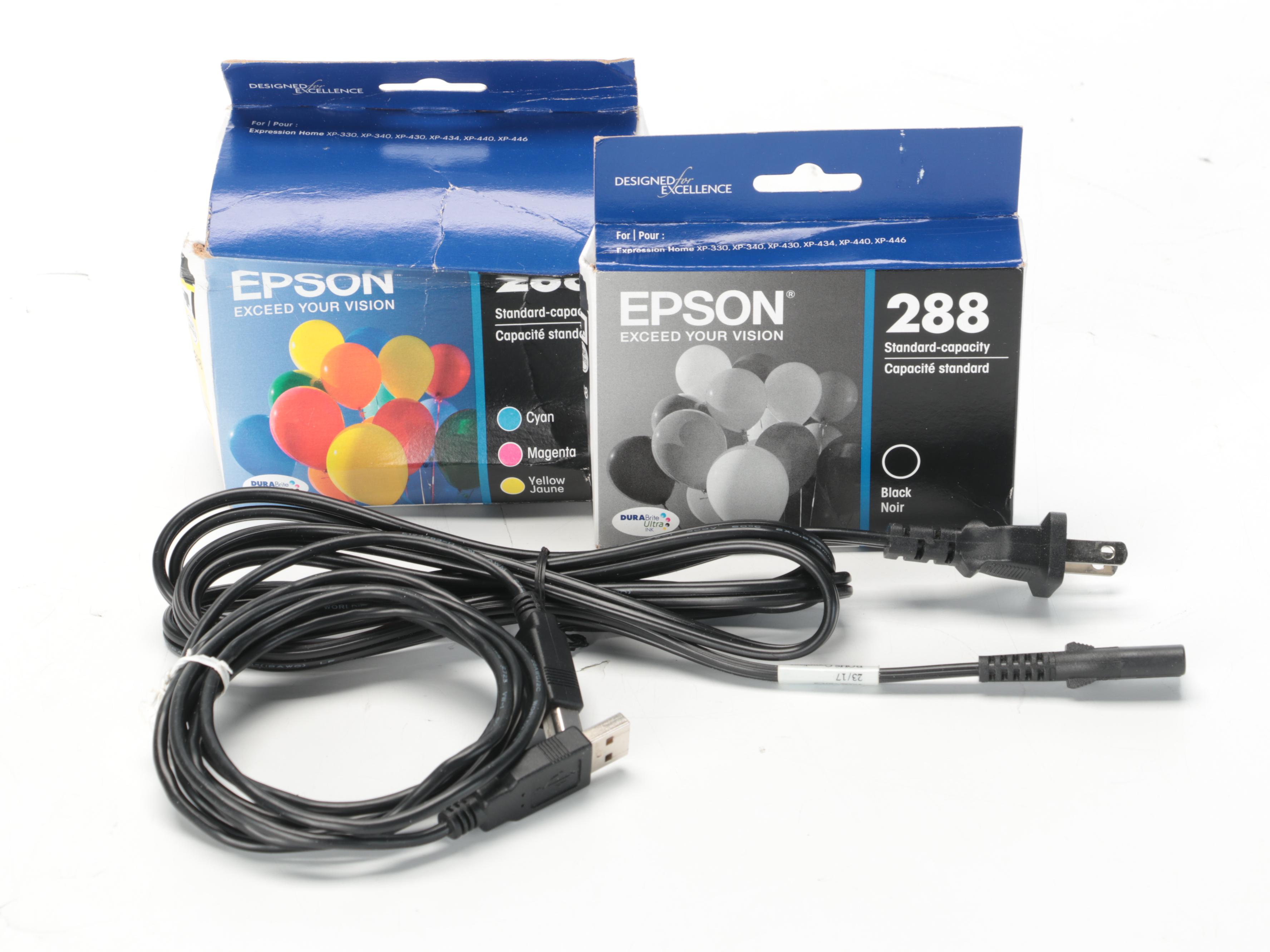 Epson WiFi Printer With Paper and Ink Cartridges