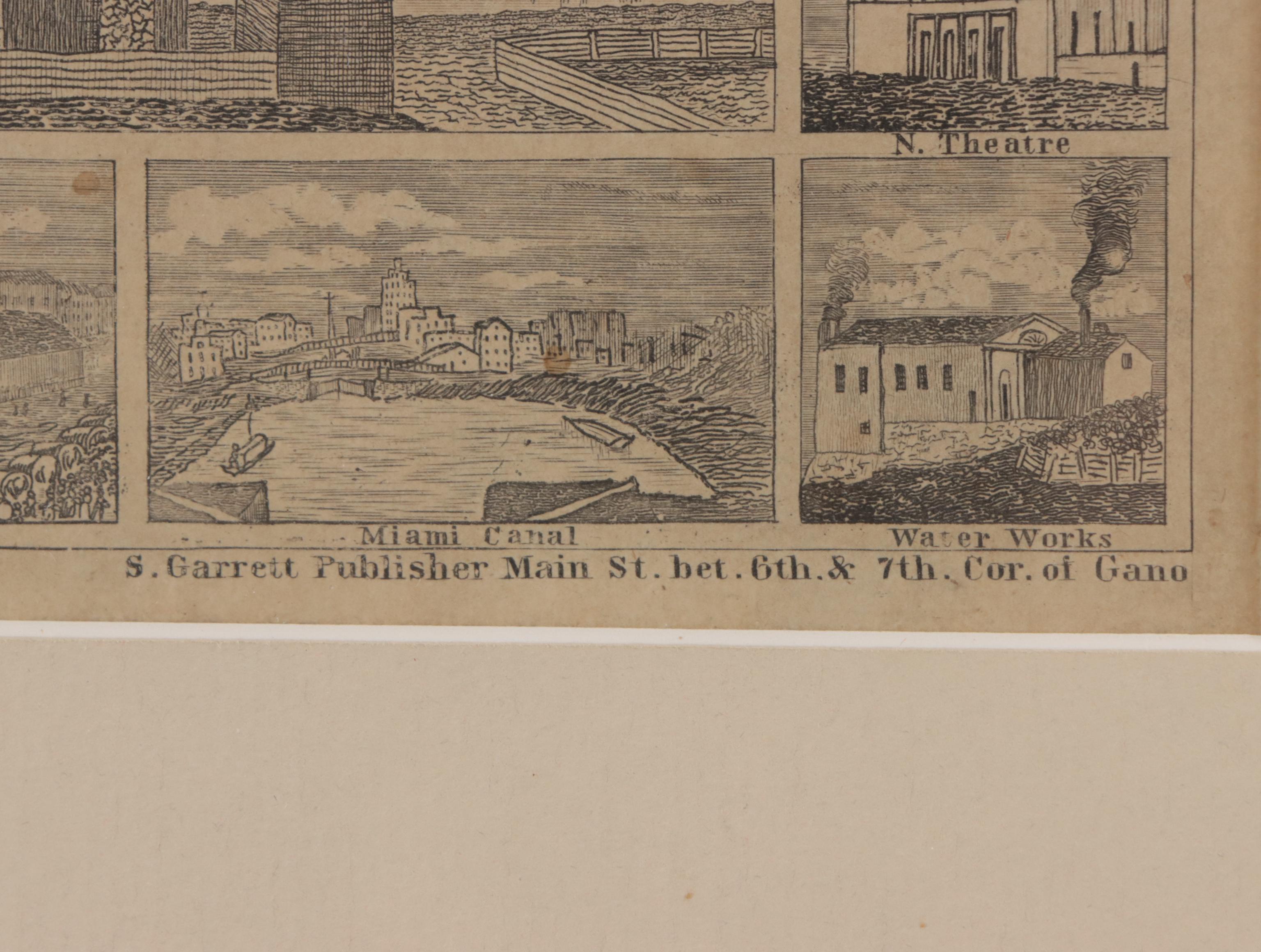 Jno. H Lovejoy Engraved Map of Cincinnati with Cincinnati and Greene County Maps