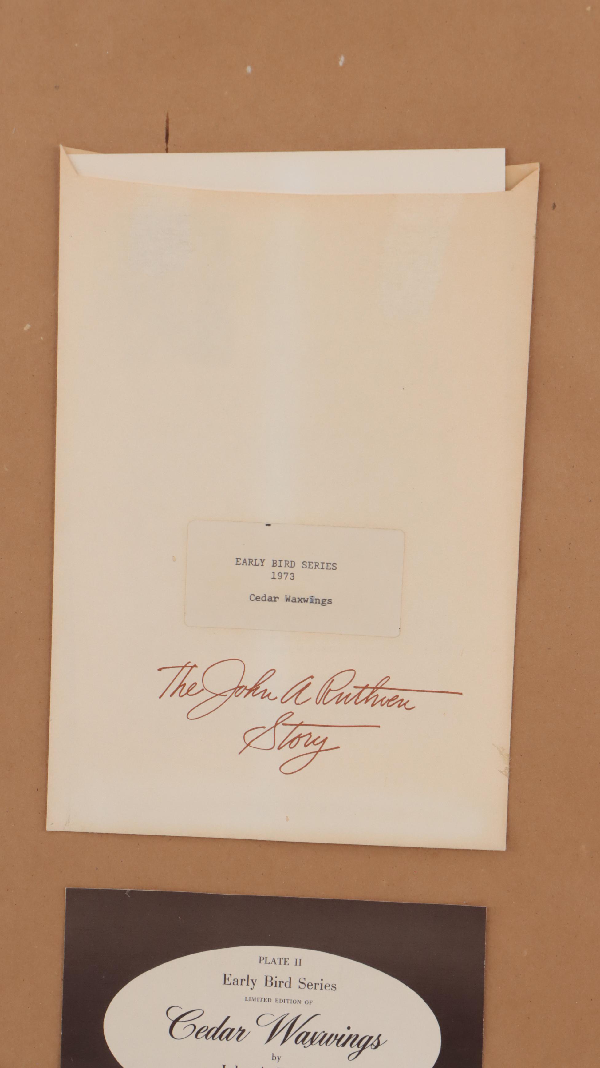 John A. Ruthven Offset Lithograph "Cedar Waxwings"