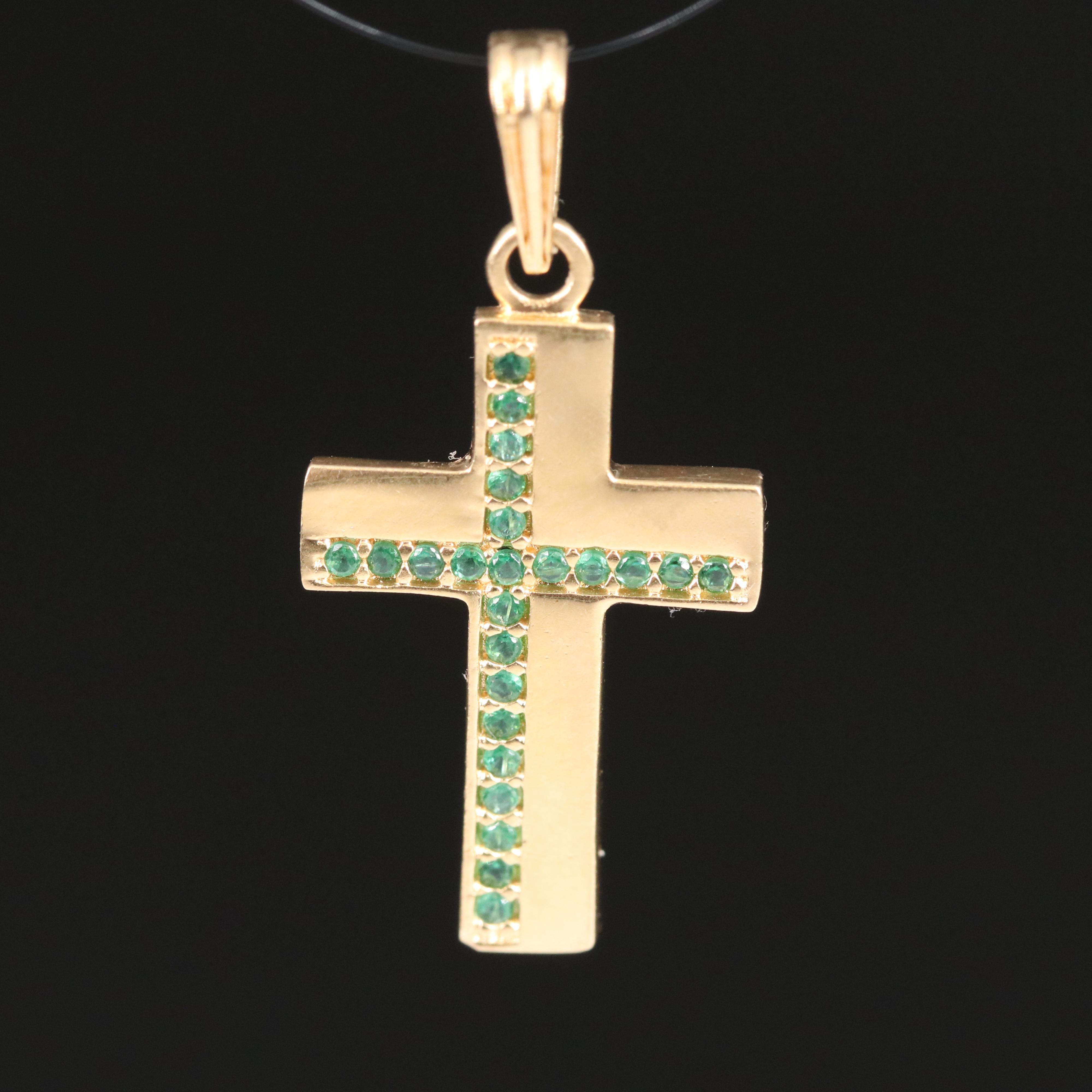 18K Tsavorite Cross Pendant
