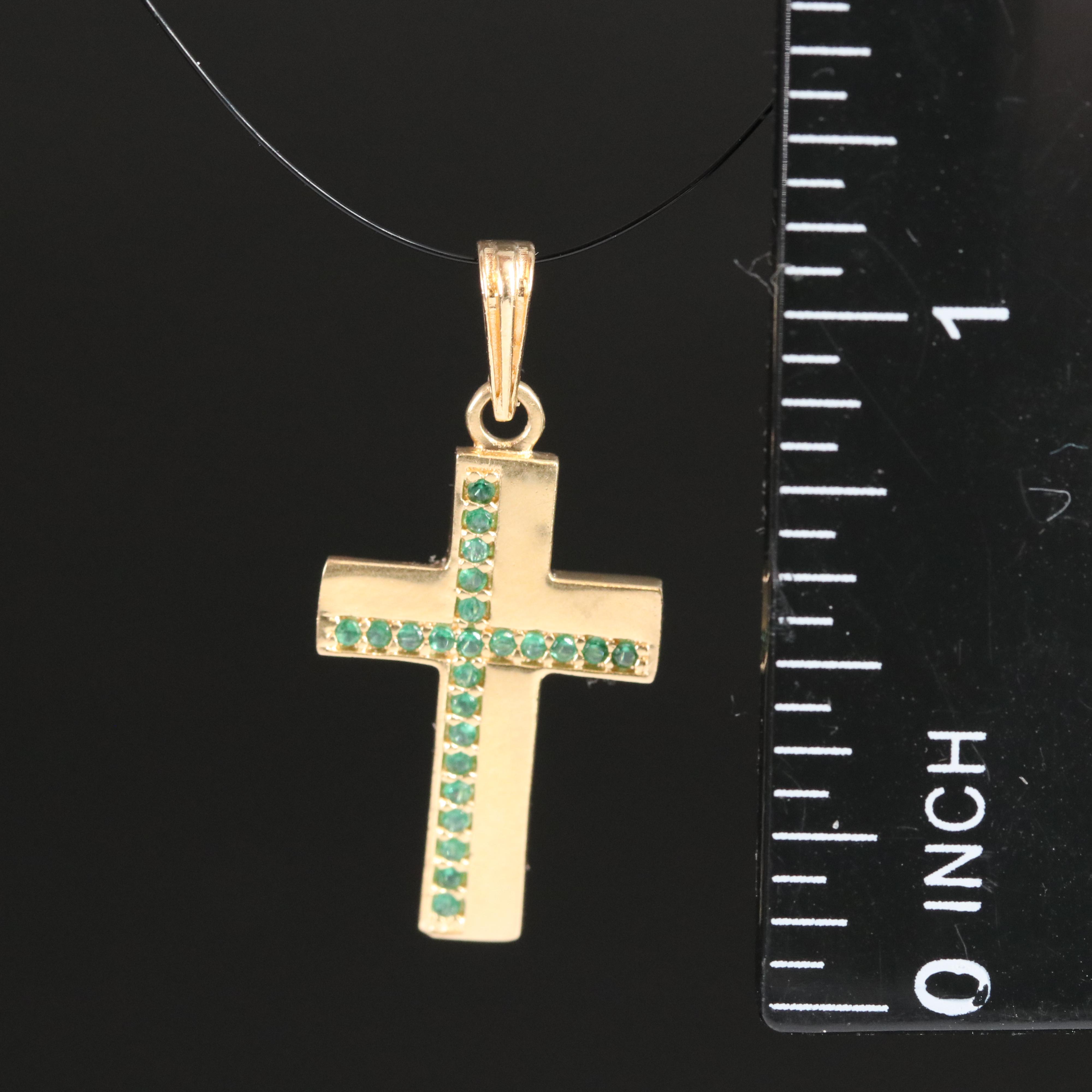 18K Tsavorite Cross Pendant