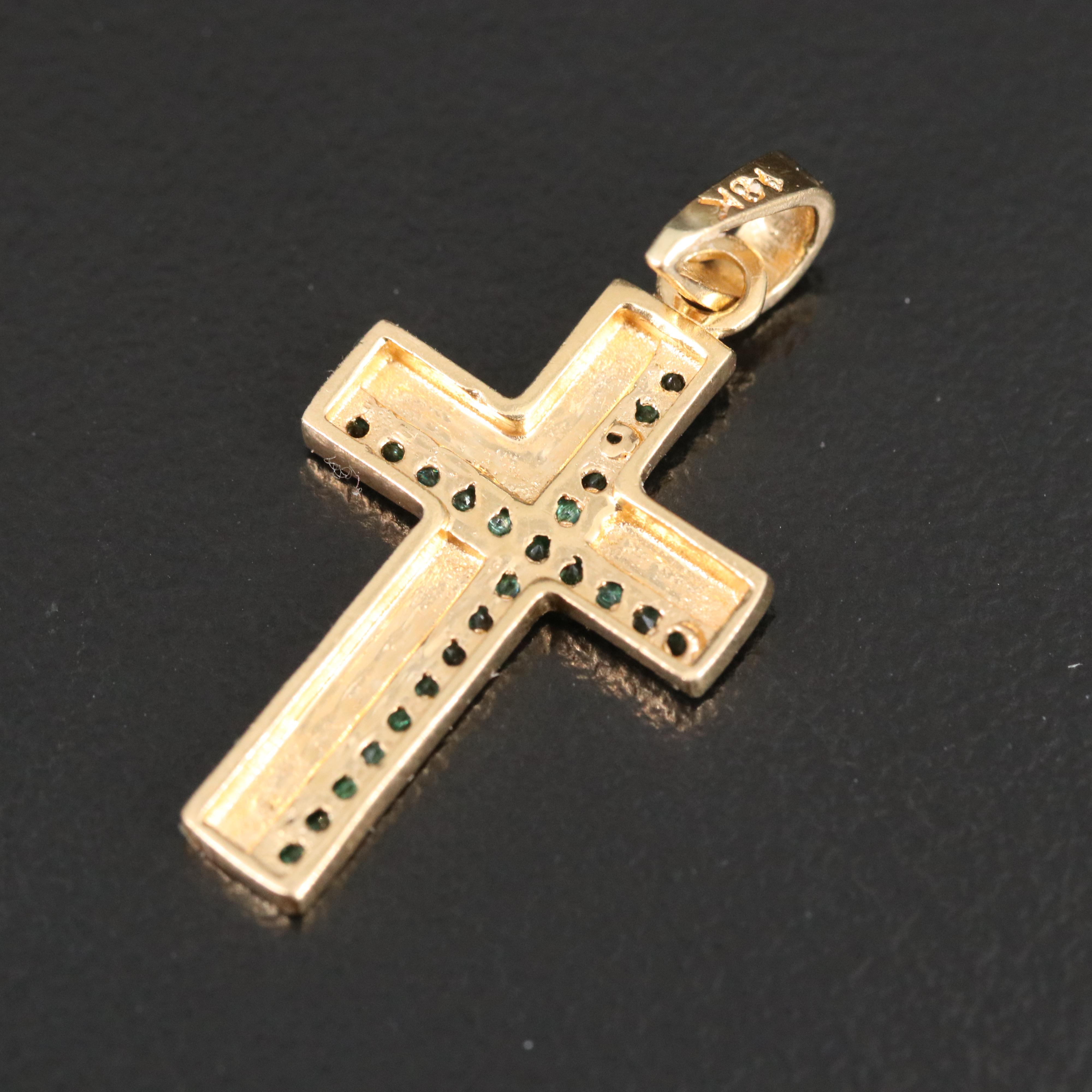 18K Tsavorite Cross Pendant