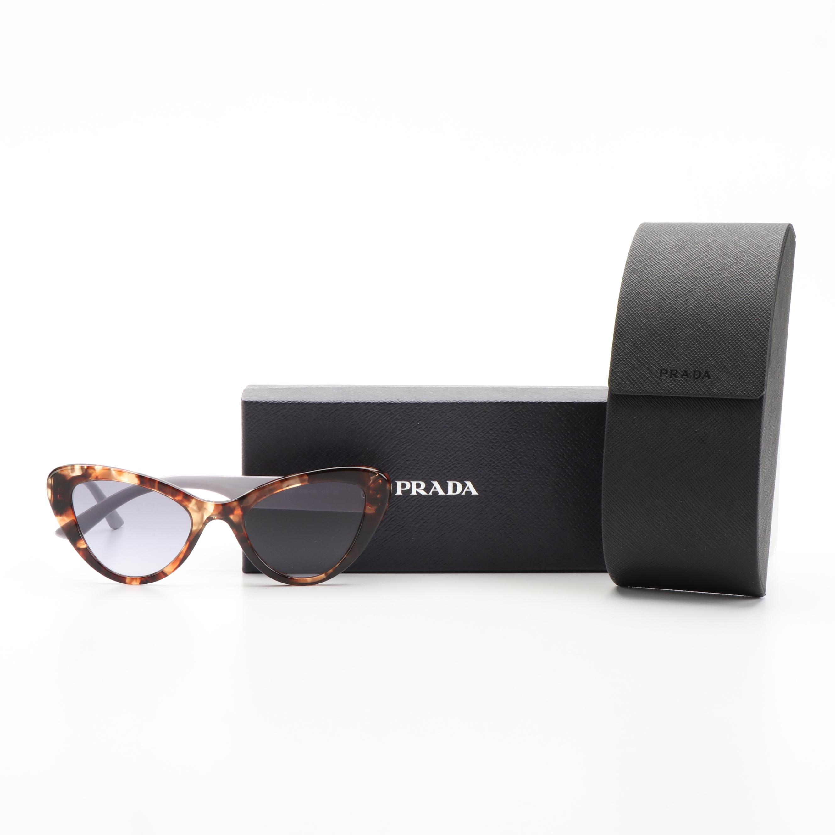 Prada PR13YS Cat Eye Light Violet and Blue Gradient Sunglasses With Case and Box