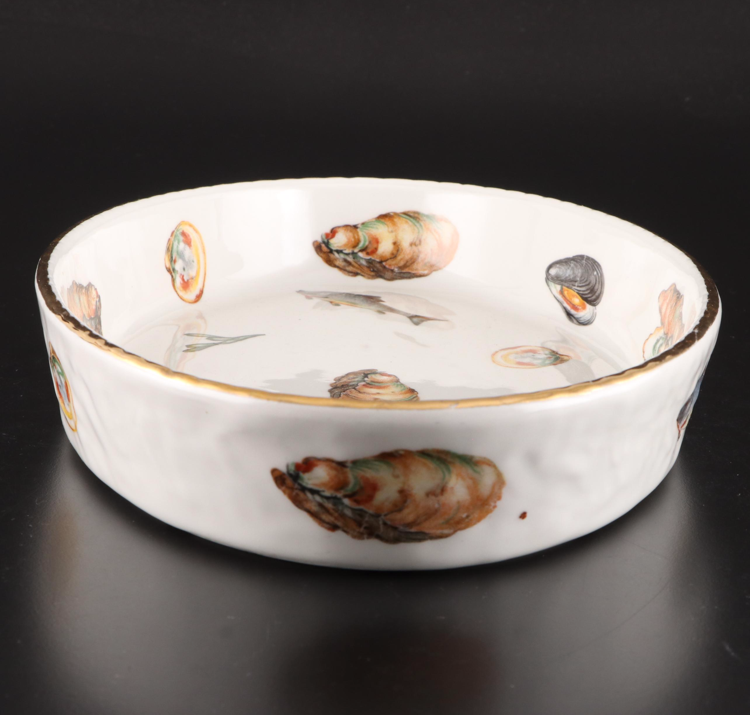 Louis Lourioux French Fireproof Porcelain "Le Faune" Fish Motif Baking Dishes