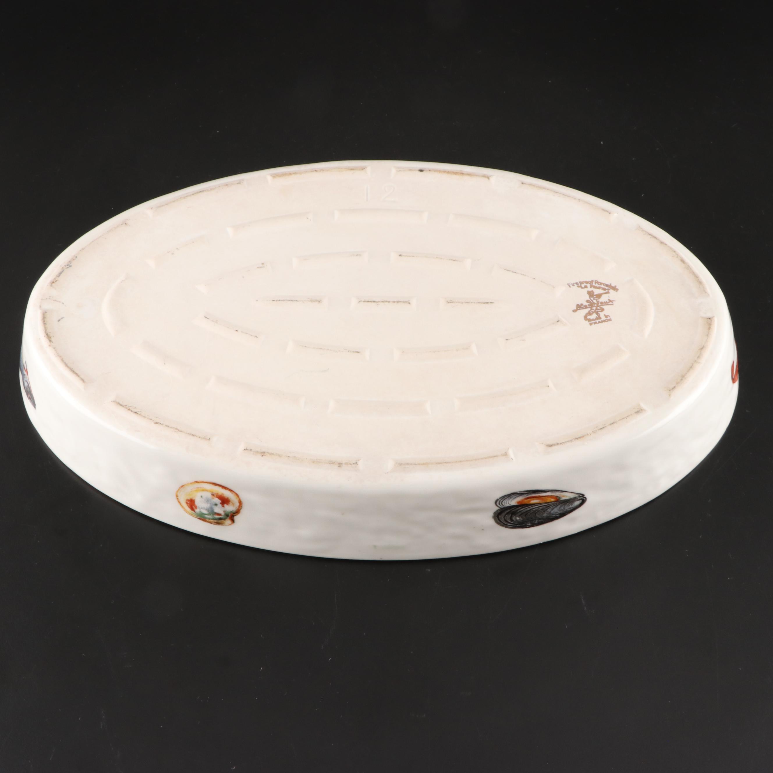 Louis Lourioux French Fireproof Porcelain "Le Faune" Fish Motif Baking Dishes