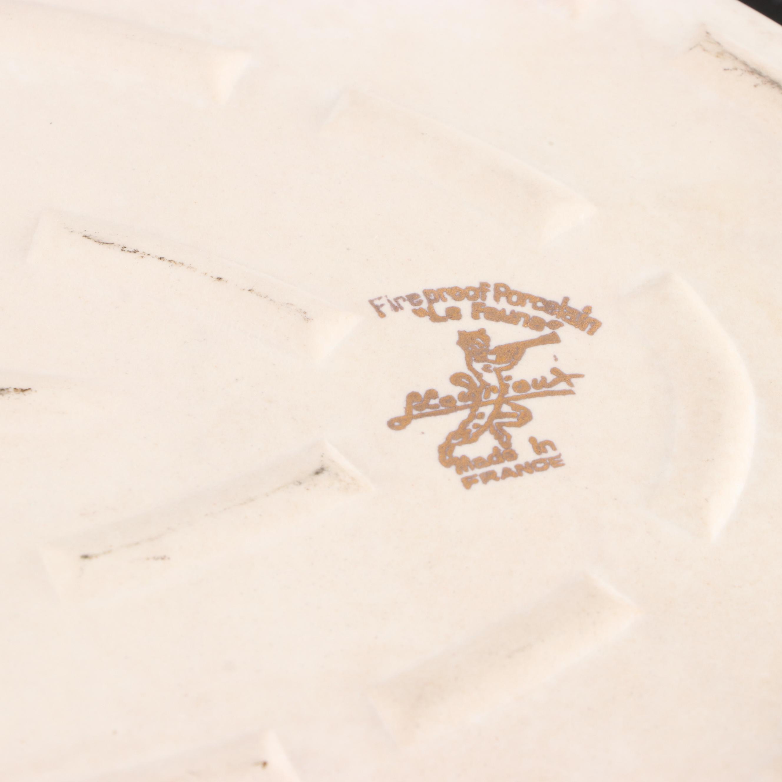 Louis Lourioux French Fireproof Porcelain "Le Faune" Fish Motif Baking Dishes