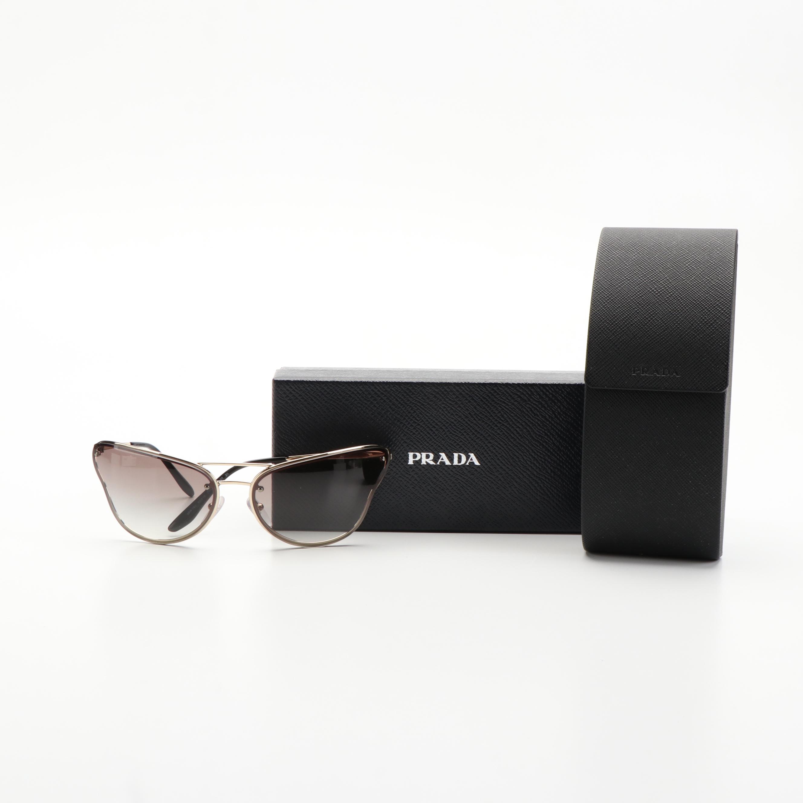 Prada SPR74V Pale Gold Butterfly Catwalk Sunglasses with Case and Box