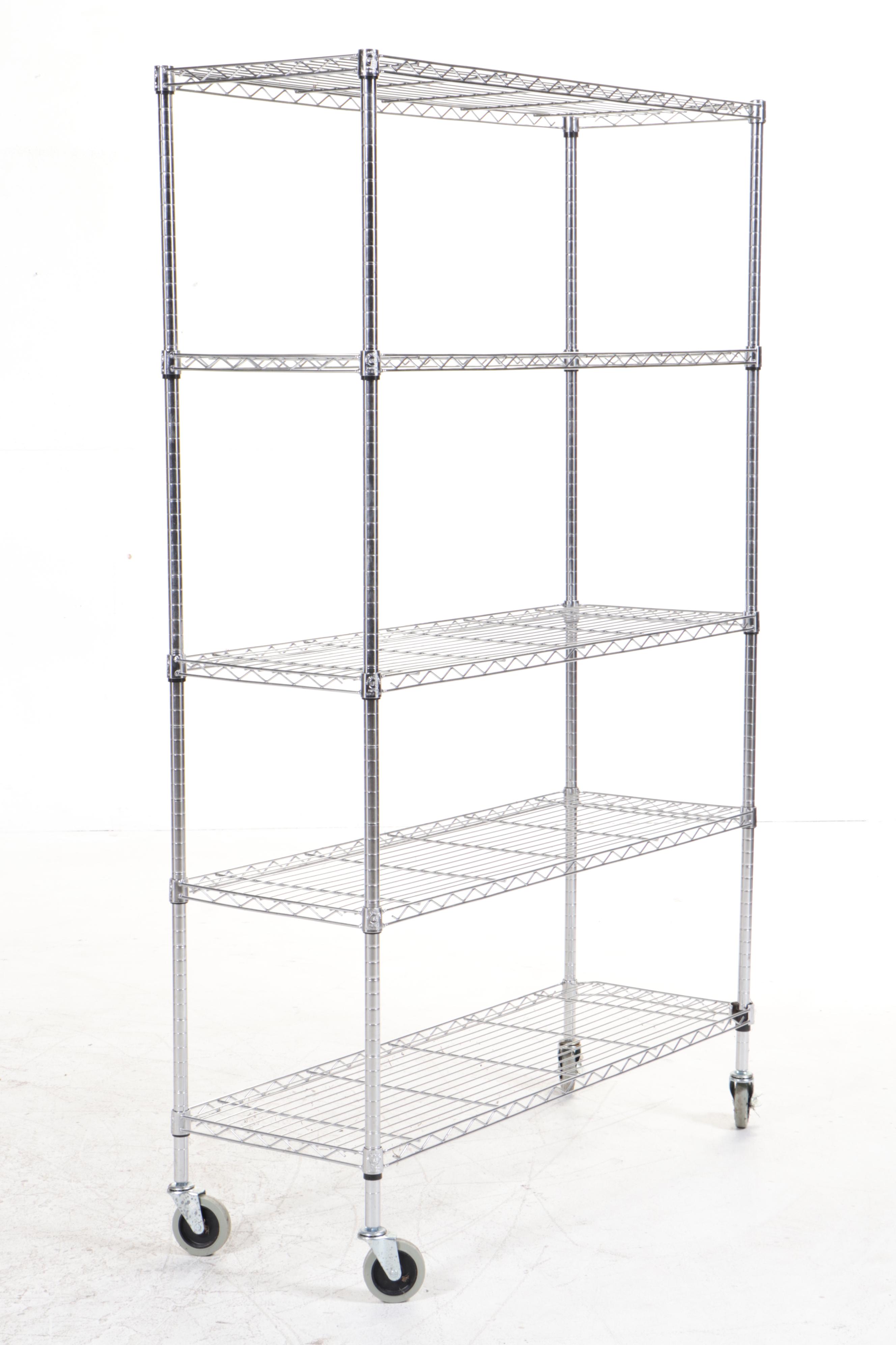 Three Chrome Finished Metal Rolling Racks