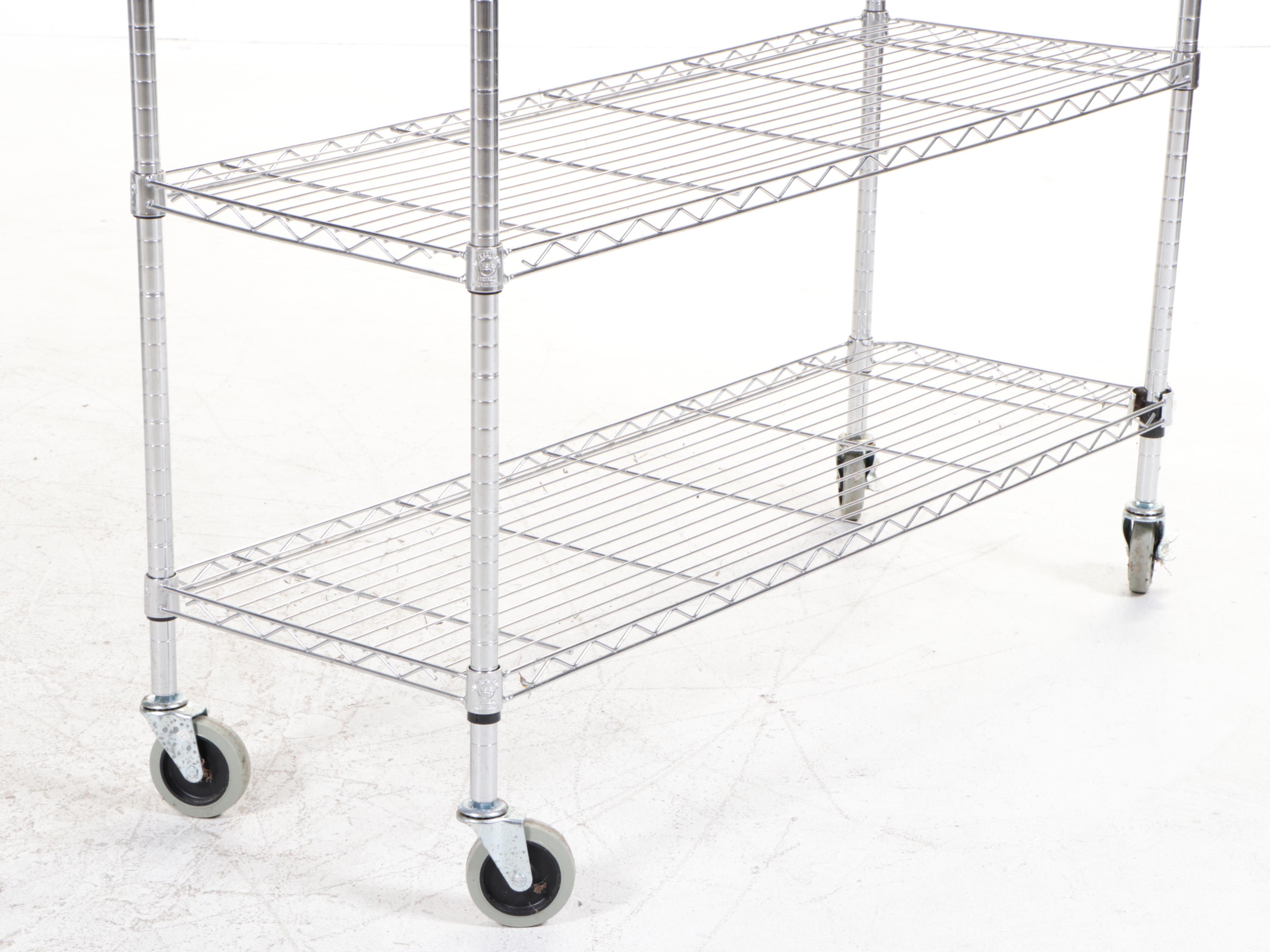 Three Chrome Finished Metal Rolling Racks