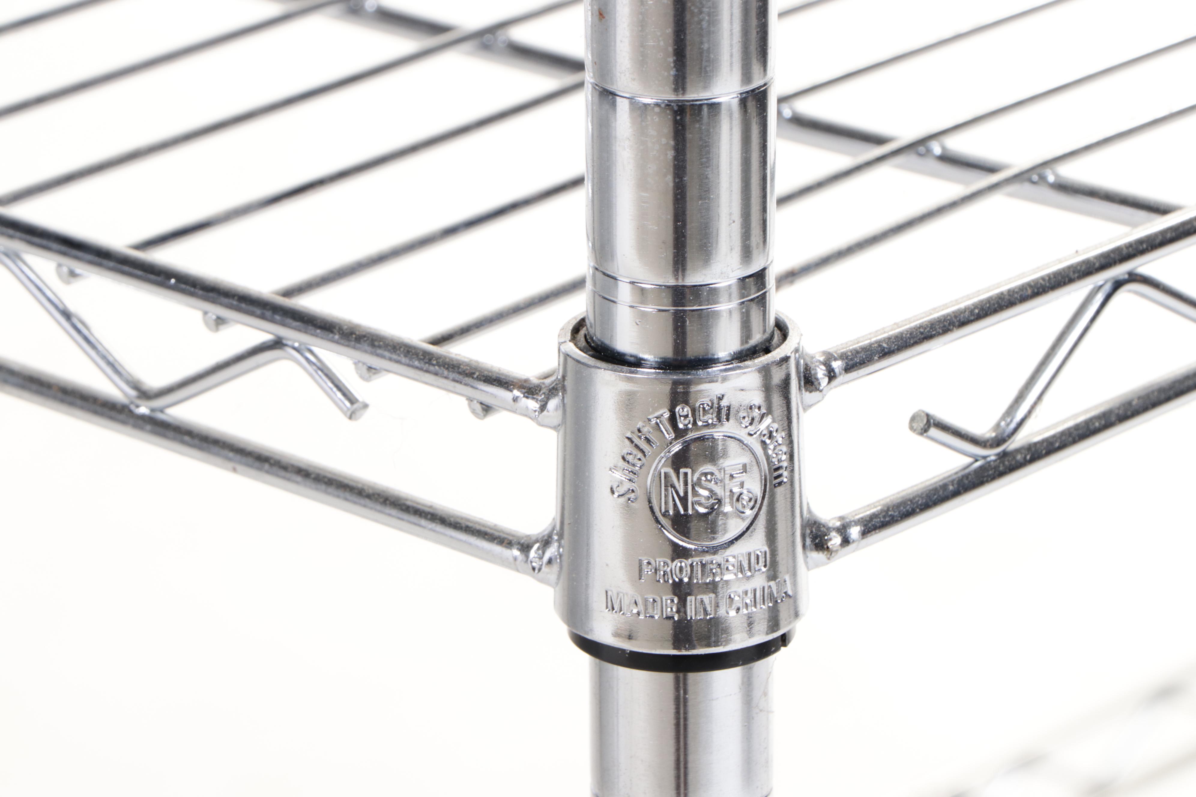 Three Chrome Finished Metal Rolling Racks