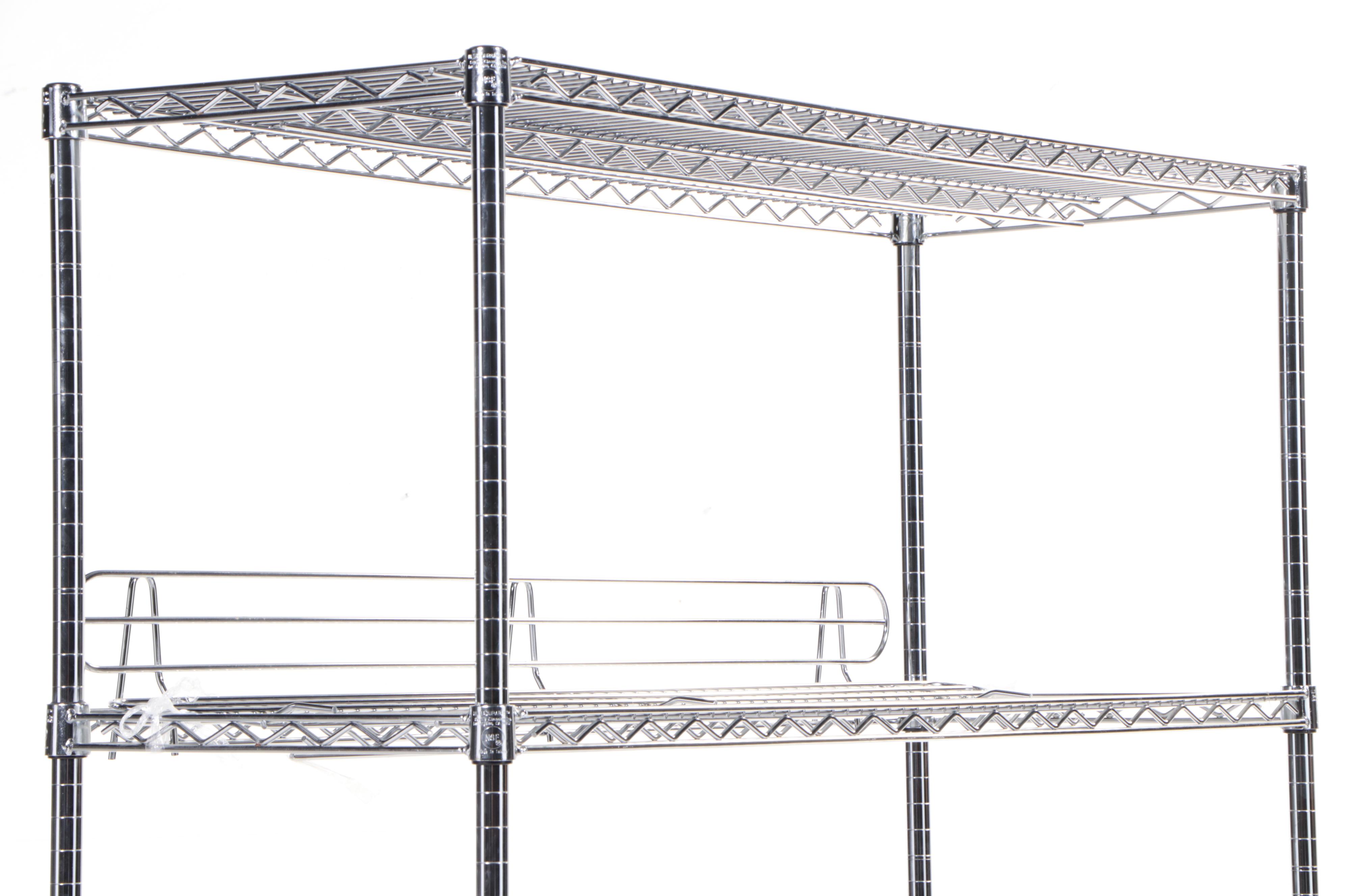 Three Chrome Finished Metal Rolling Racks