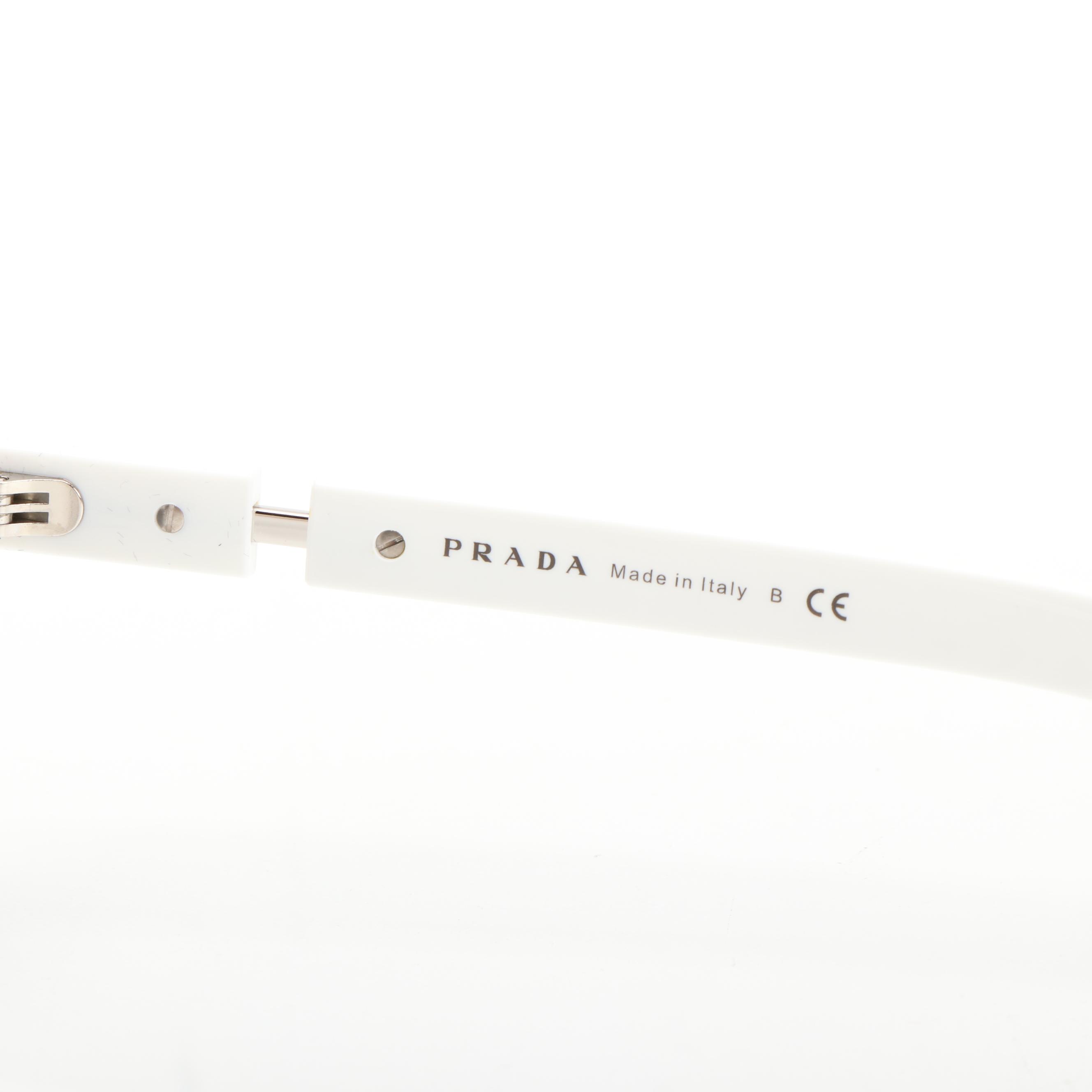 Prada SPR09X Rectangular White and Grey Sunglasses with Case and Box