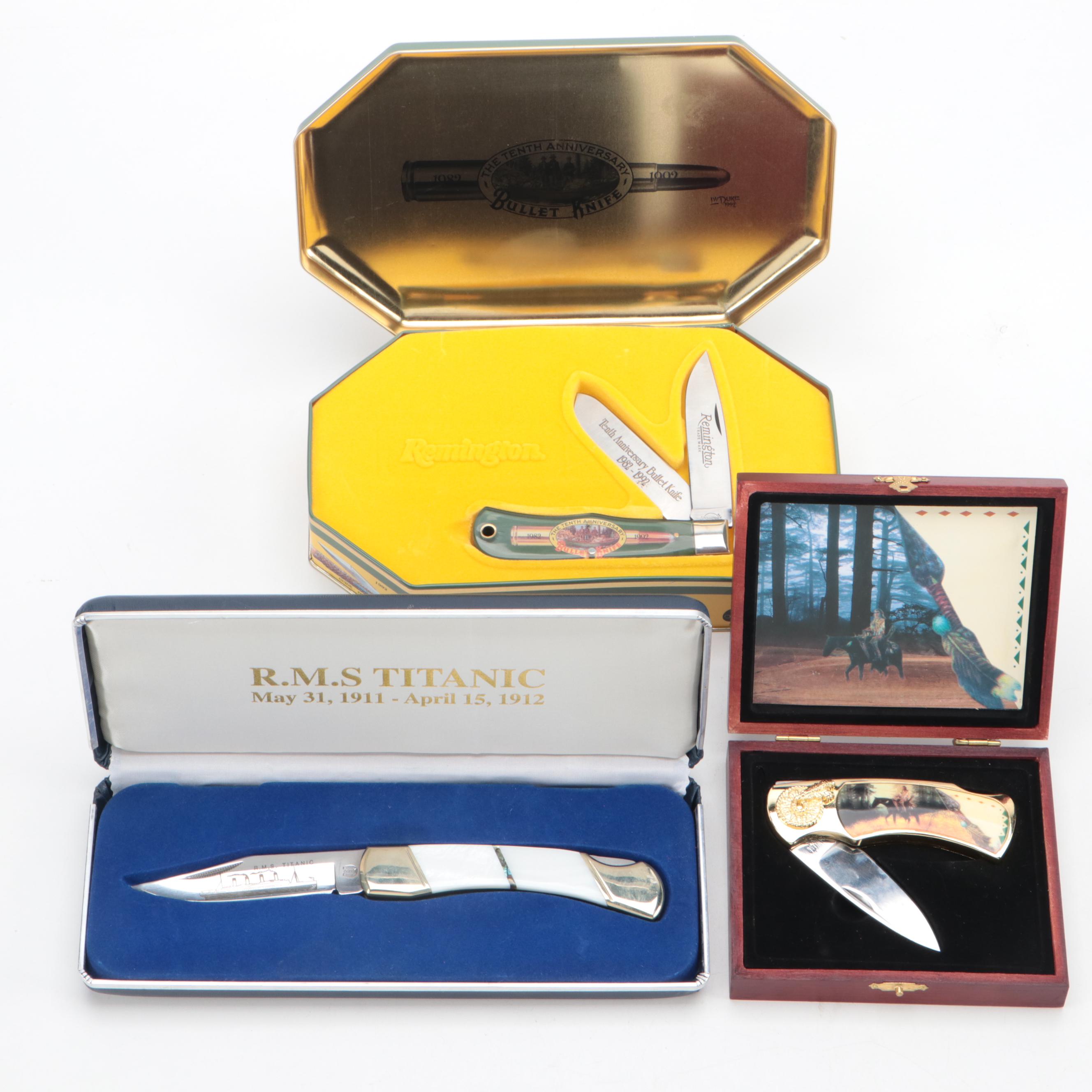 RMS Titanic, Remington "10th Anniversary Bullet Knife" Pocket Knives, and More