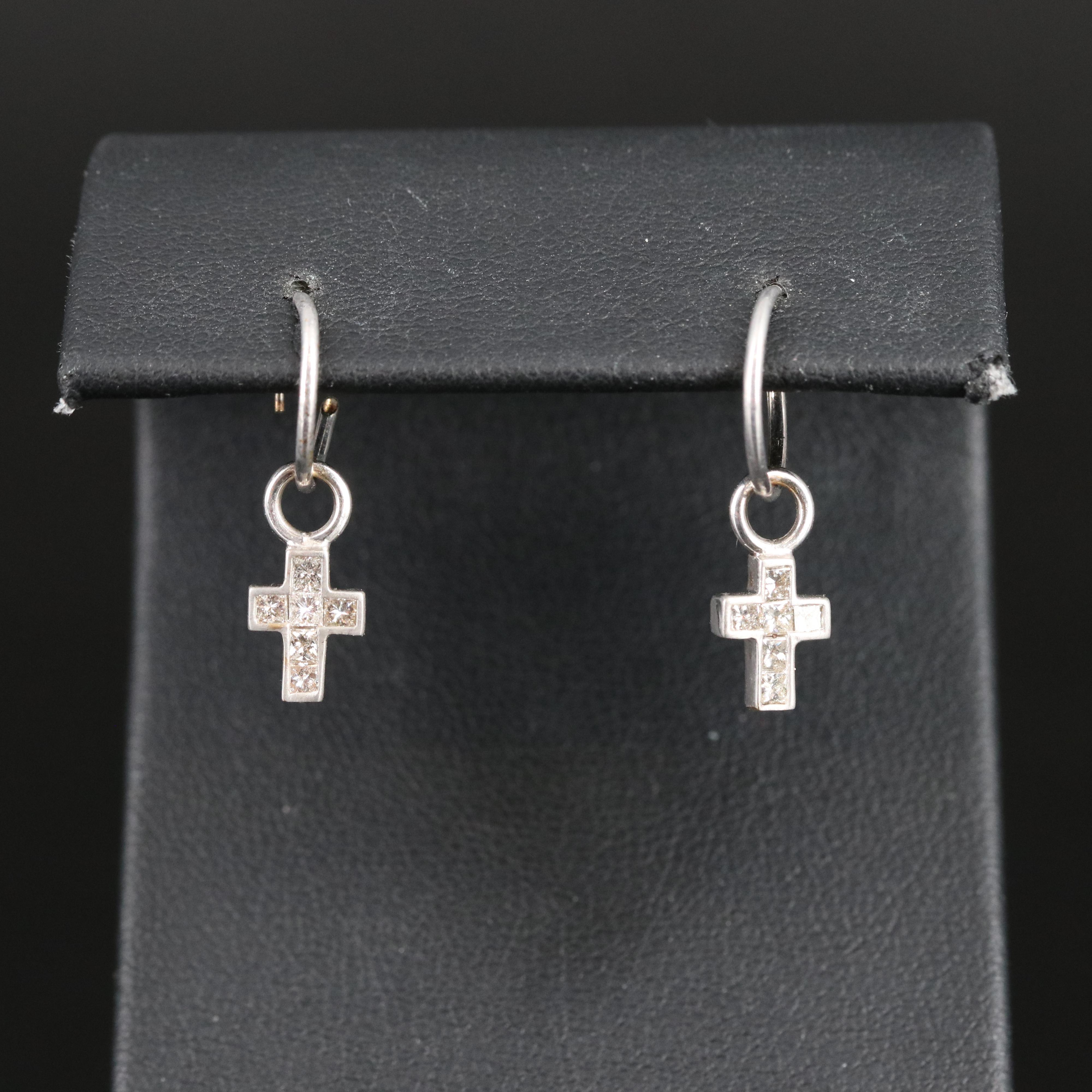 14K 0.37 CTW Diamond Cross Drop Earrings