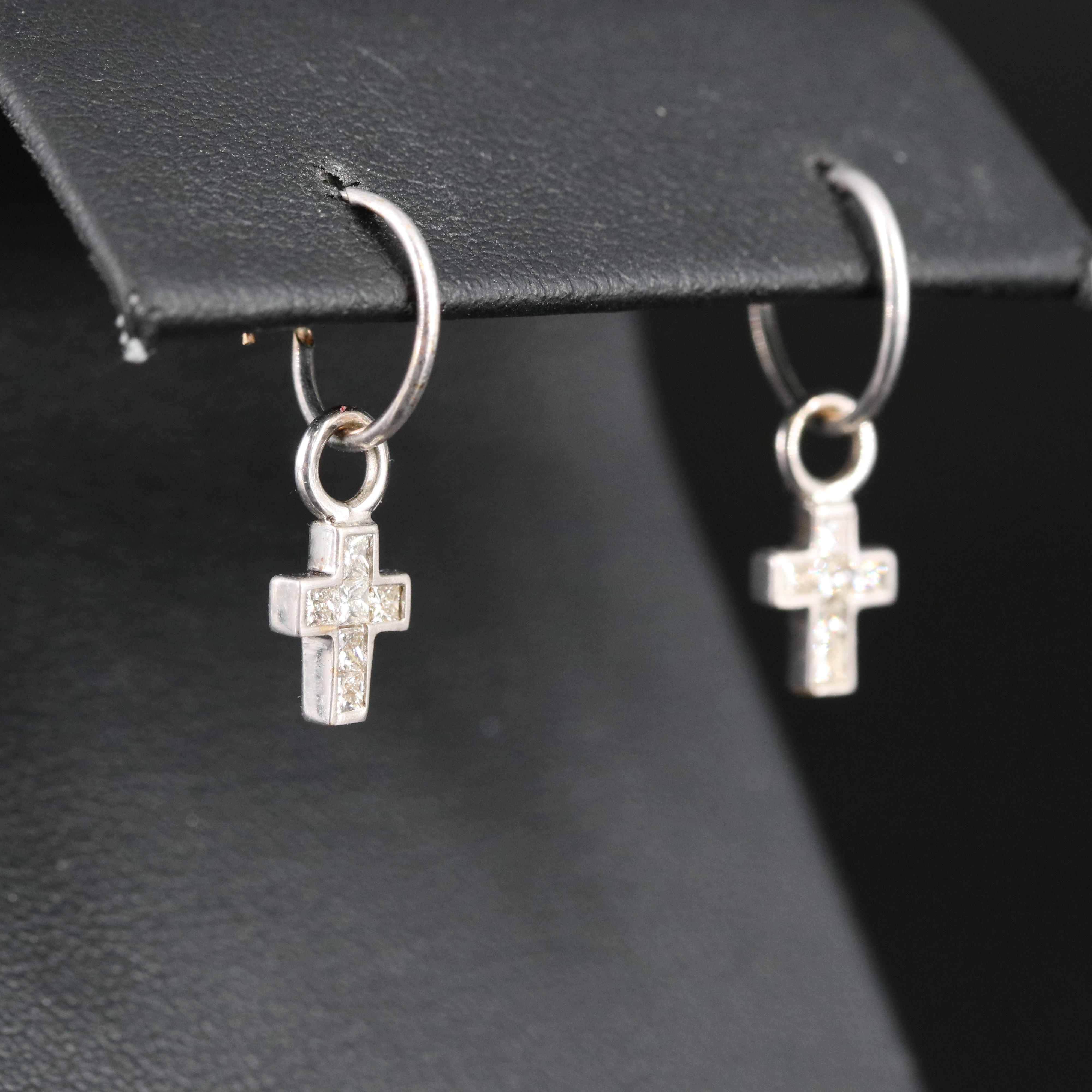 14K 0.37 CTW Diamond Cross Drop Earrings