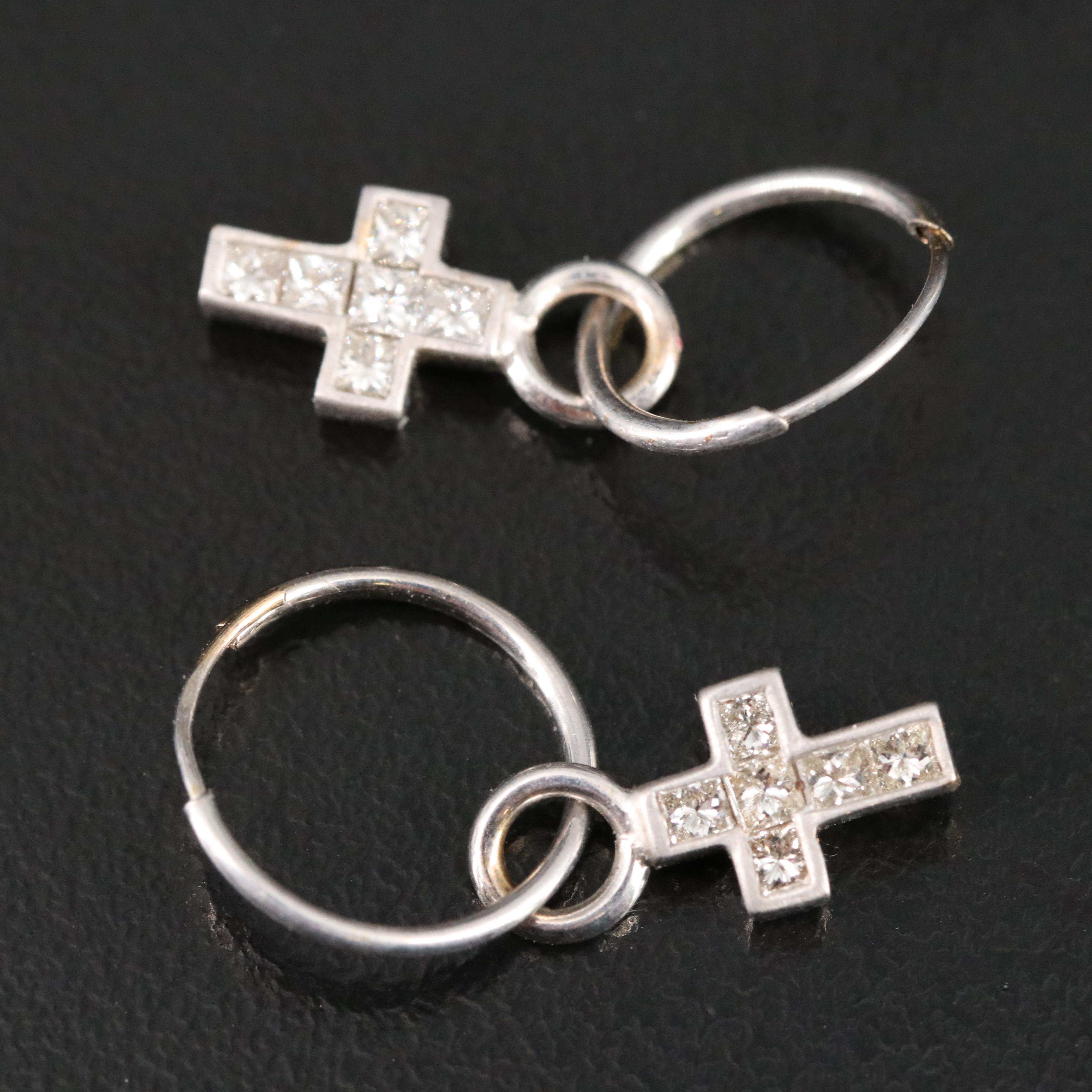 14K 0.37 CTW Diamond Cross Drop Earrings