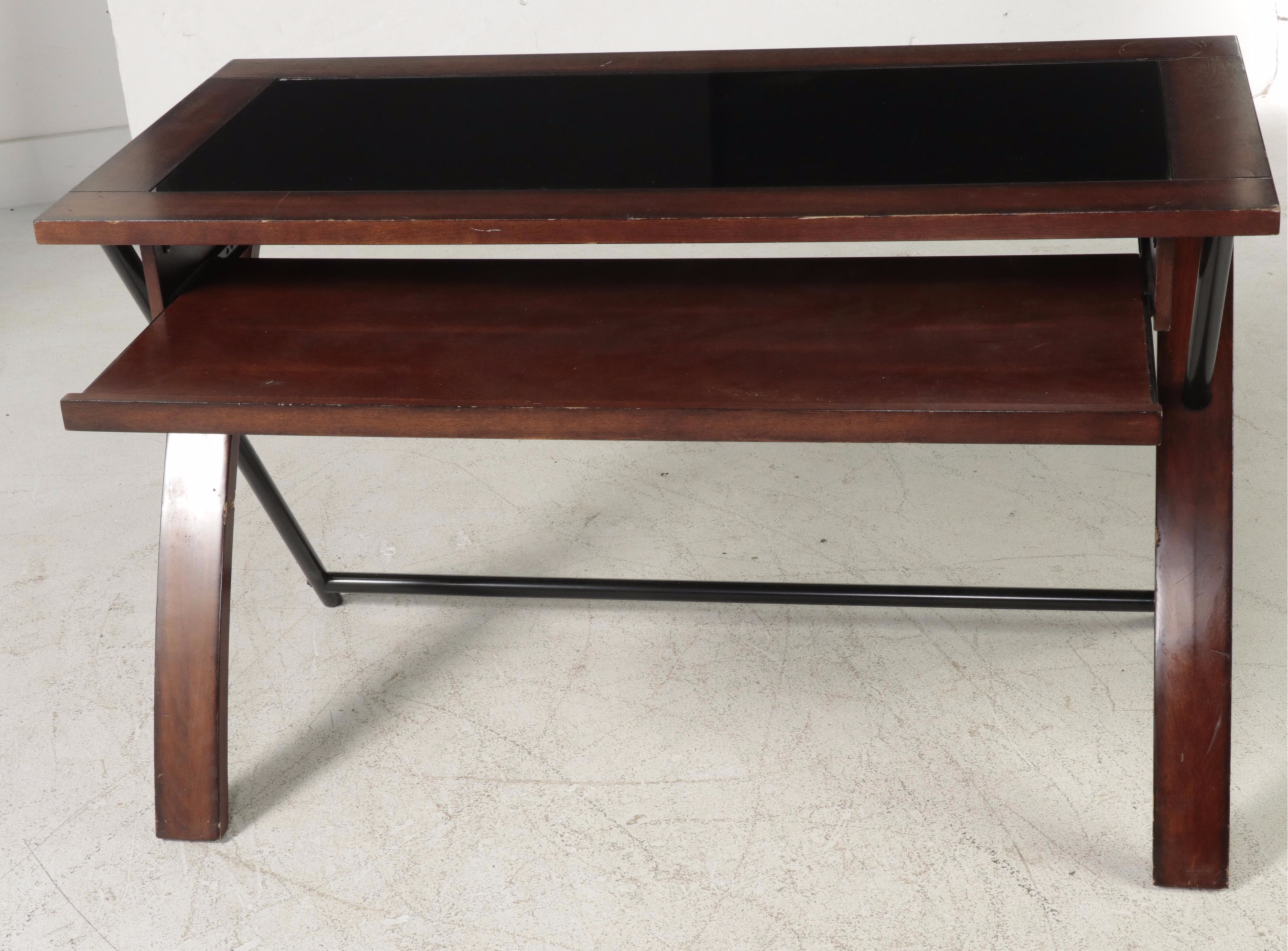 Whalen Furniture Mfg. Inc. Glass Top Computer Desk with Five-Tier Shelving Unit