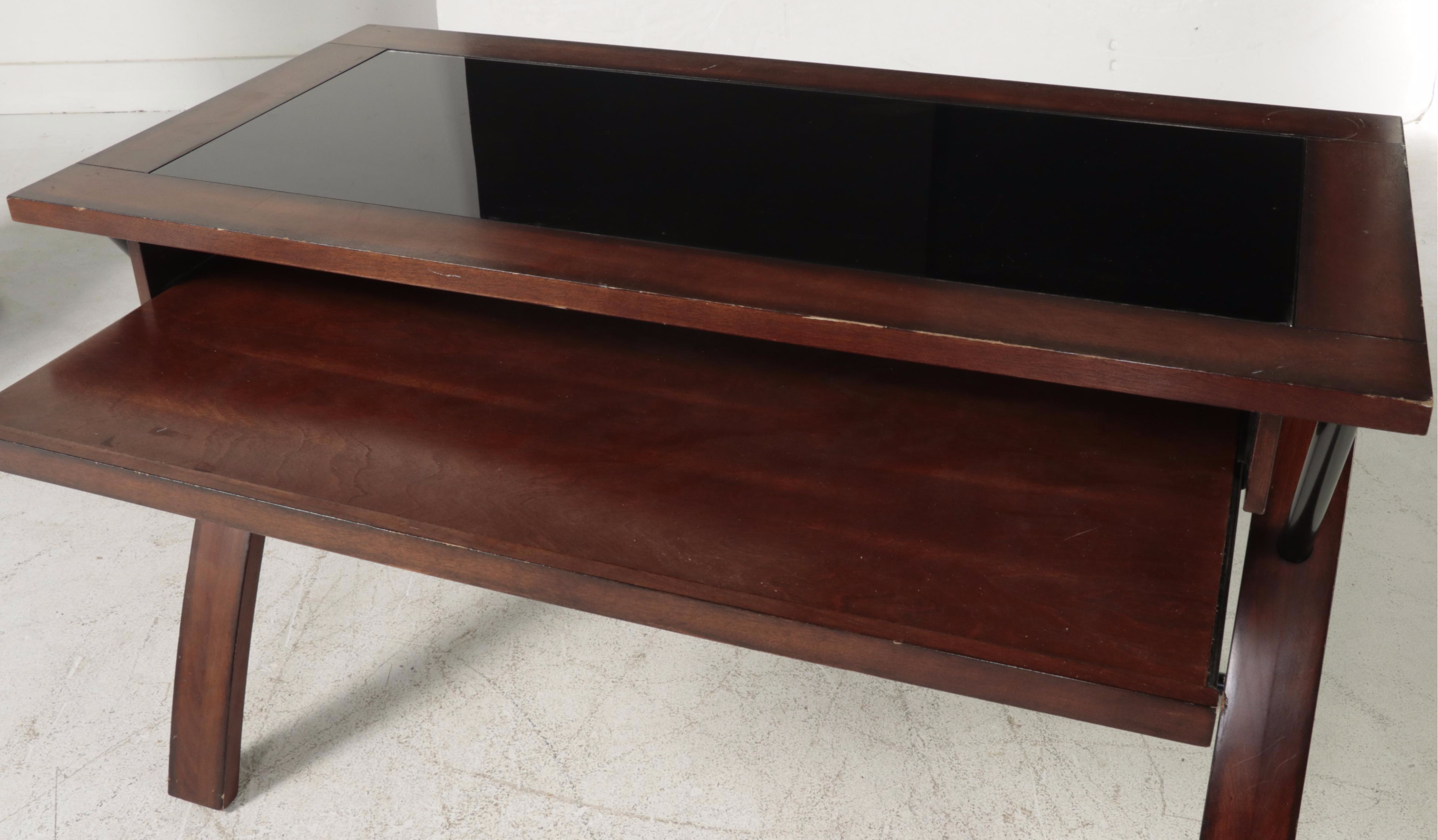 Whalen Furniture Mfg. Inc. Glass Top Computer Desk with Five-Tier Shelving Unit