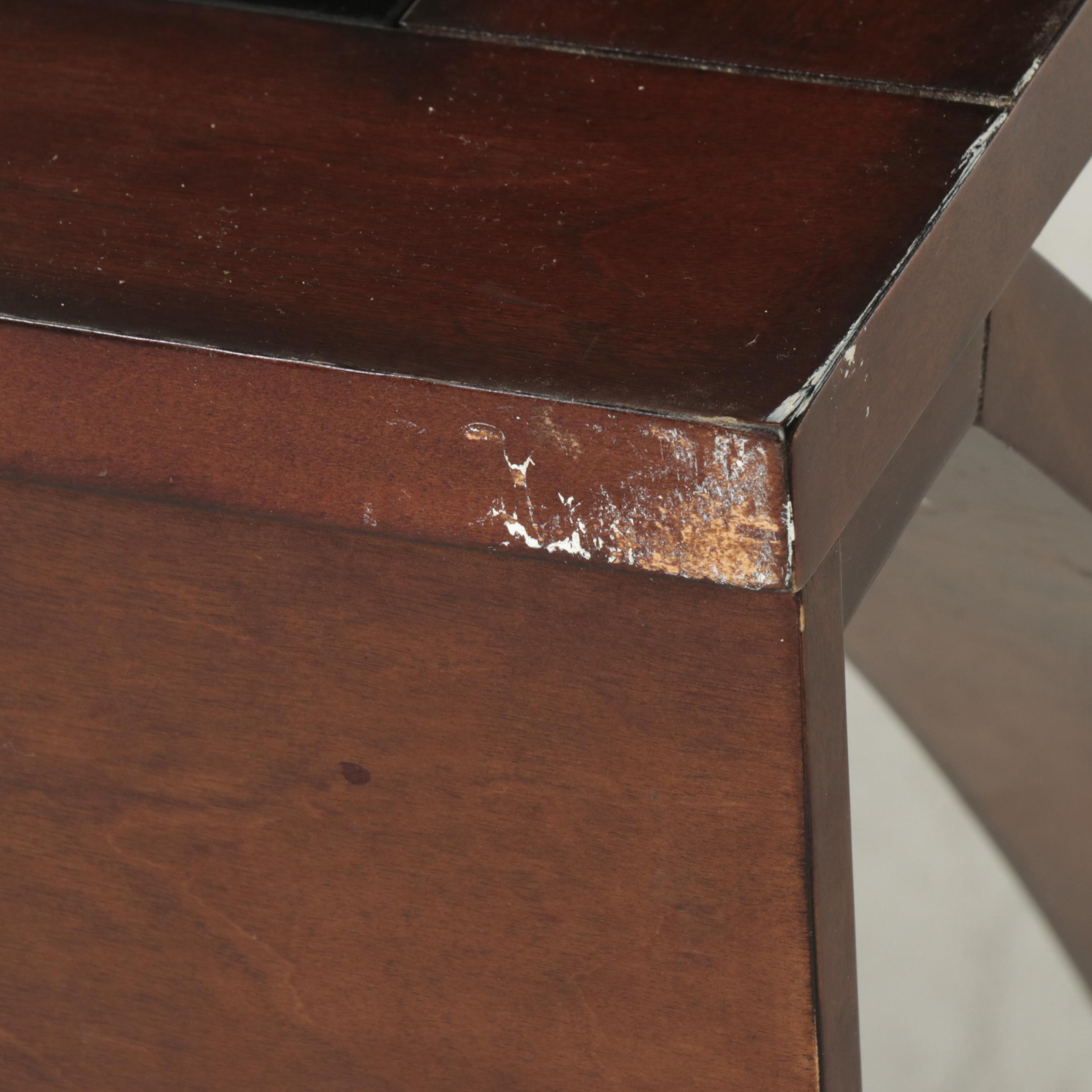 Whalen Furniture Mfg. Inc. Glass Top Computer Desk with Five-Tier Shelving Unit