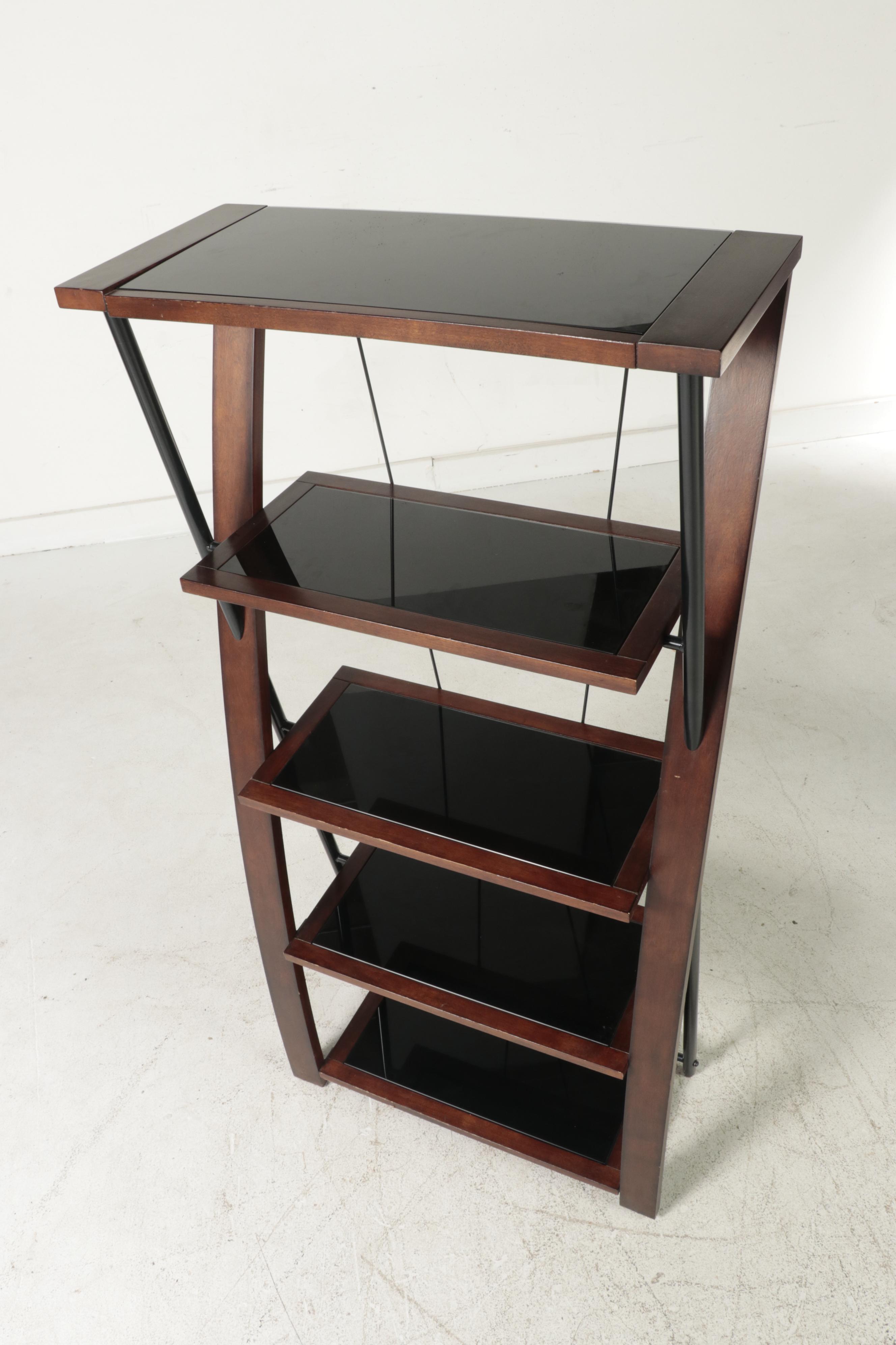 Whalen Furniture Mfg. Inc. Glass Top Computer Desk with Five-Tier Shelving Unit
