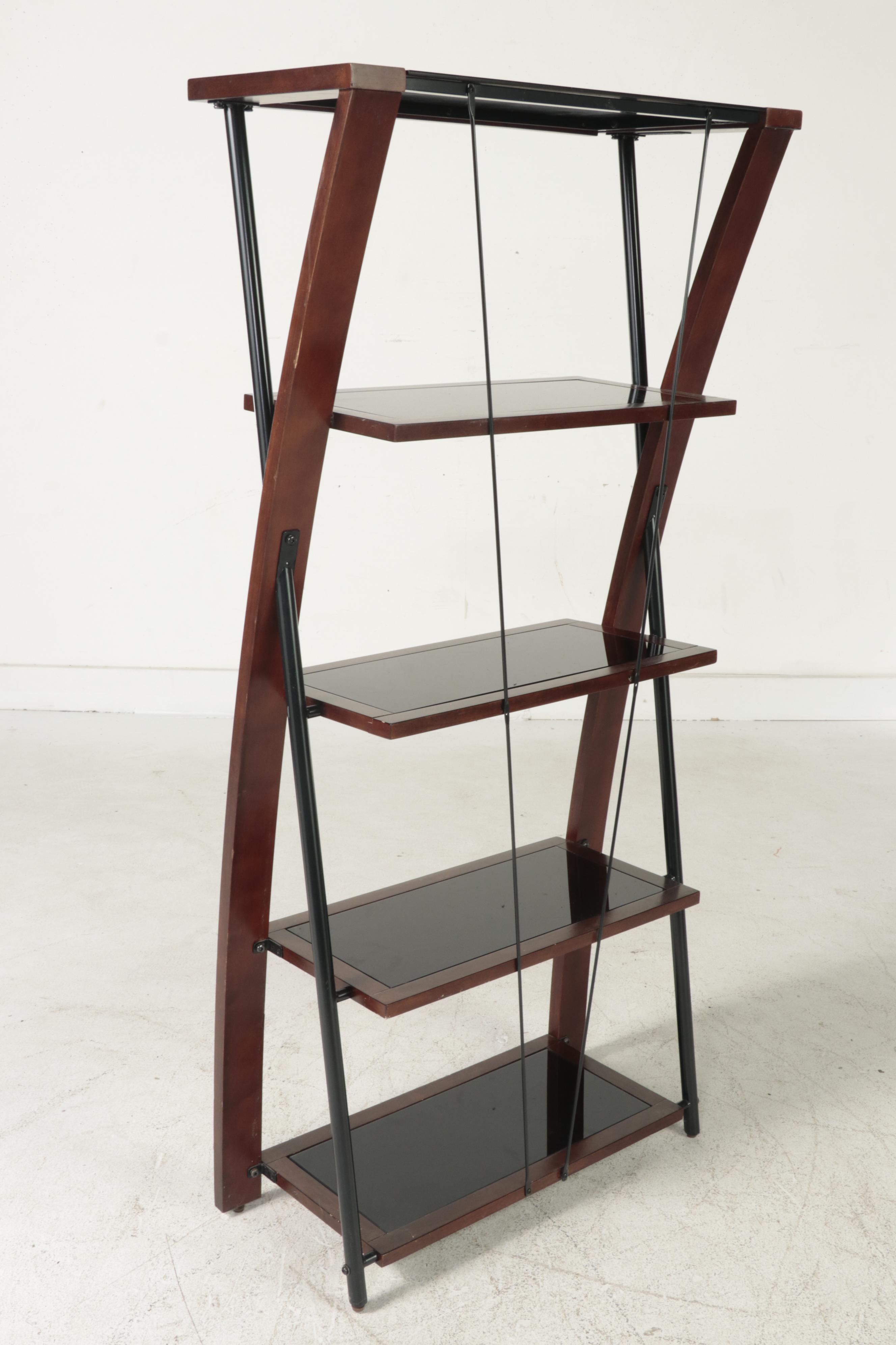 Whalen Furniture Mfg. Inc. Glass Top Computer Desk with Five-Tier Shelving Unit